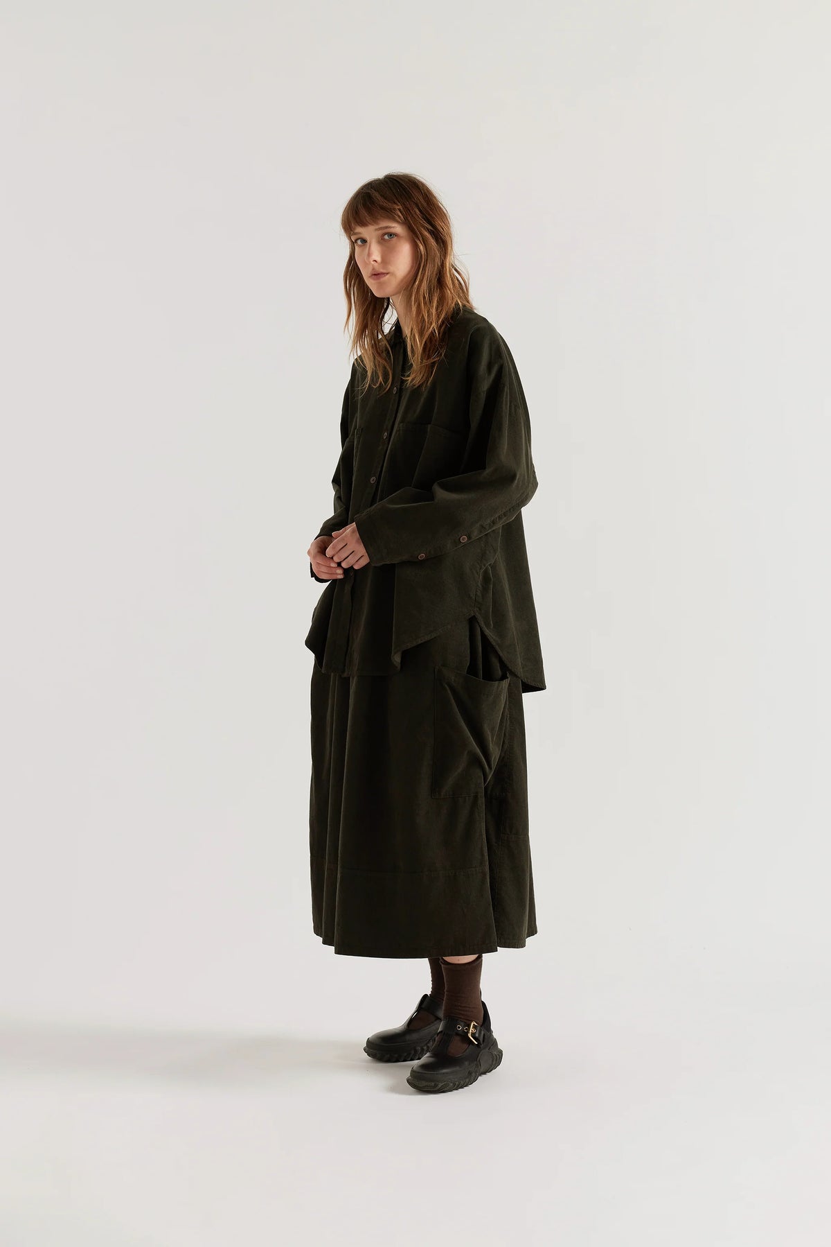 FLEETING CORD SKIRT - BROWN