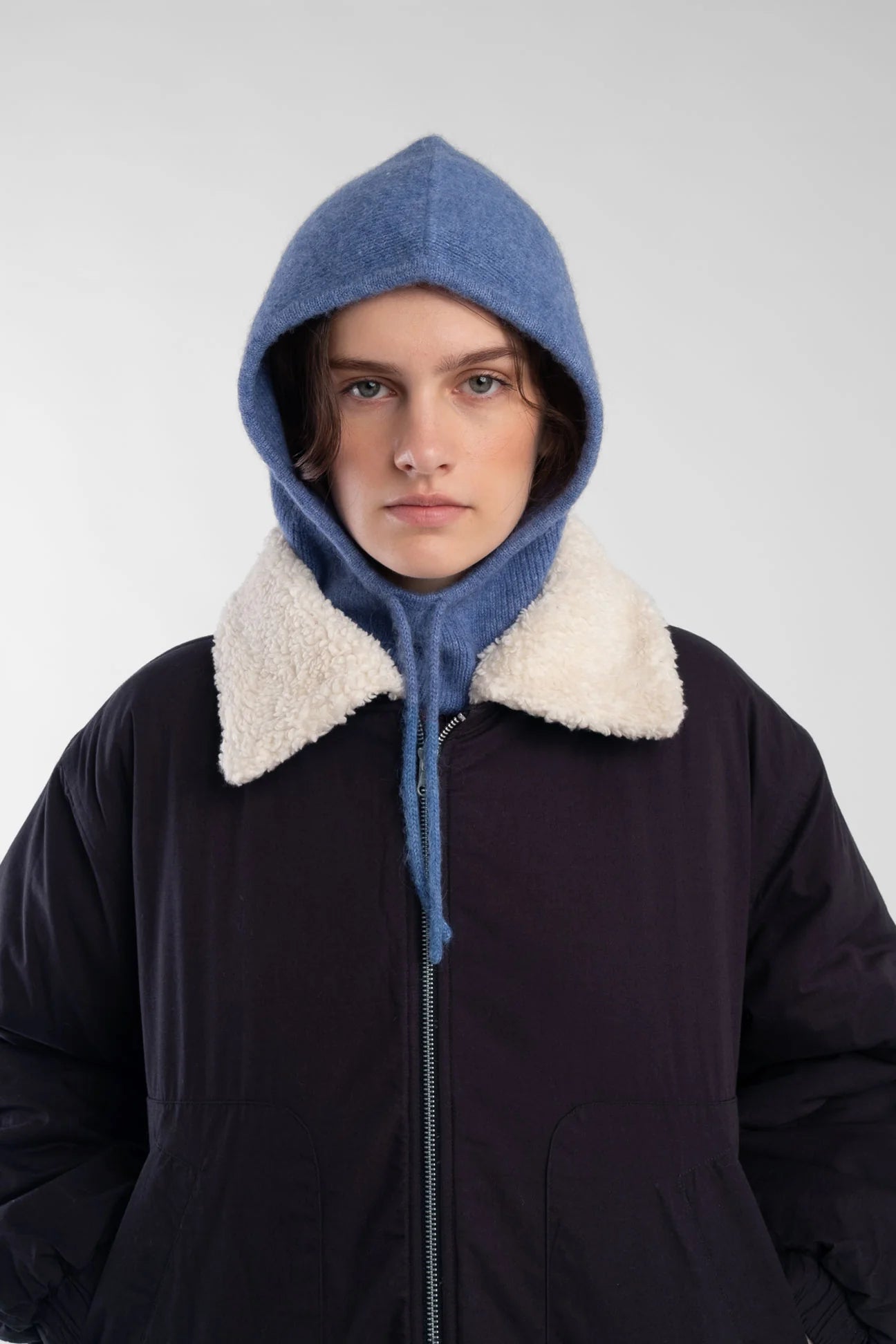 KNIT HOOD - CYAN