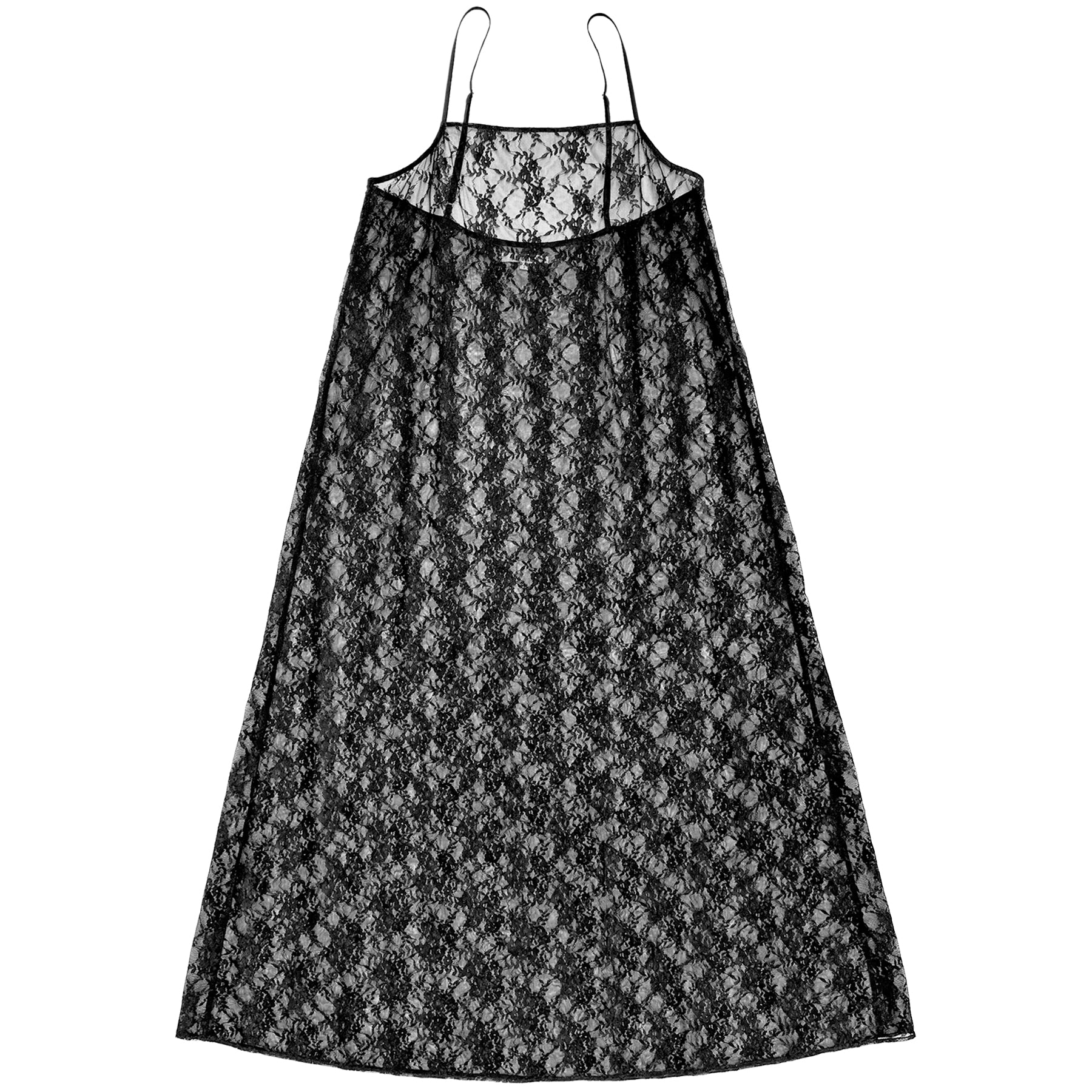 LACE SQUARE NECK FULL DRESS - BLACK