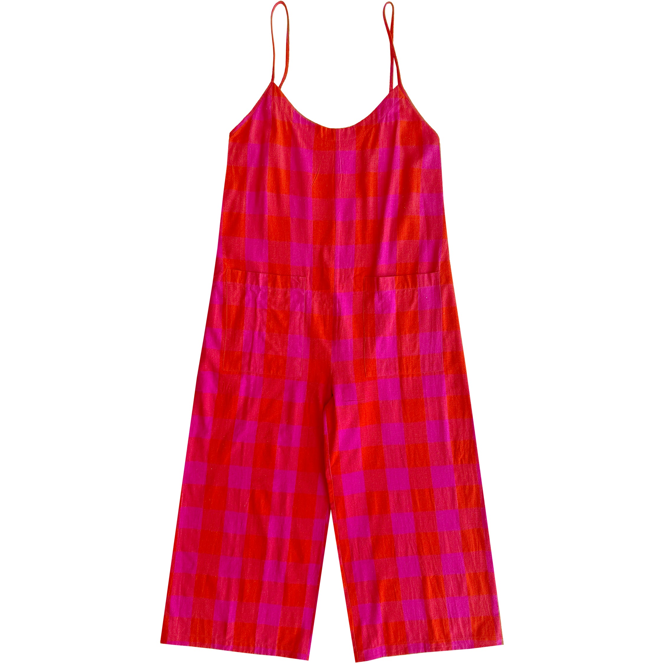 PATCH POCKET JUMPER - POPPY/PINK PLAID