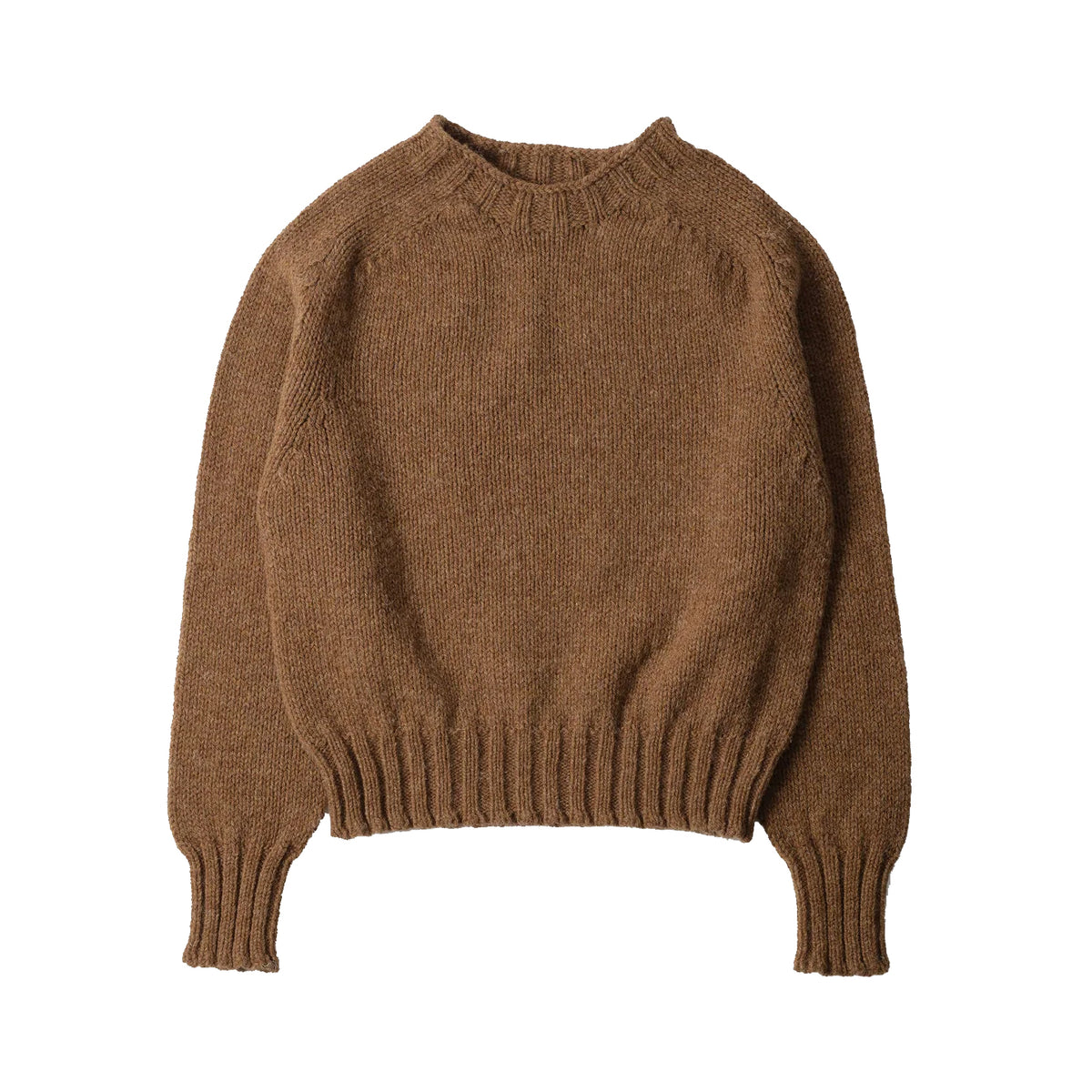 CHUNKY SEAMLESS CREW NECK SWEATER - CINNAMON