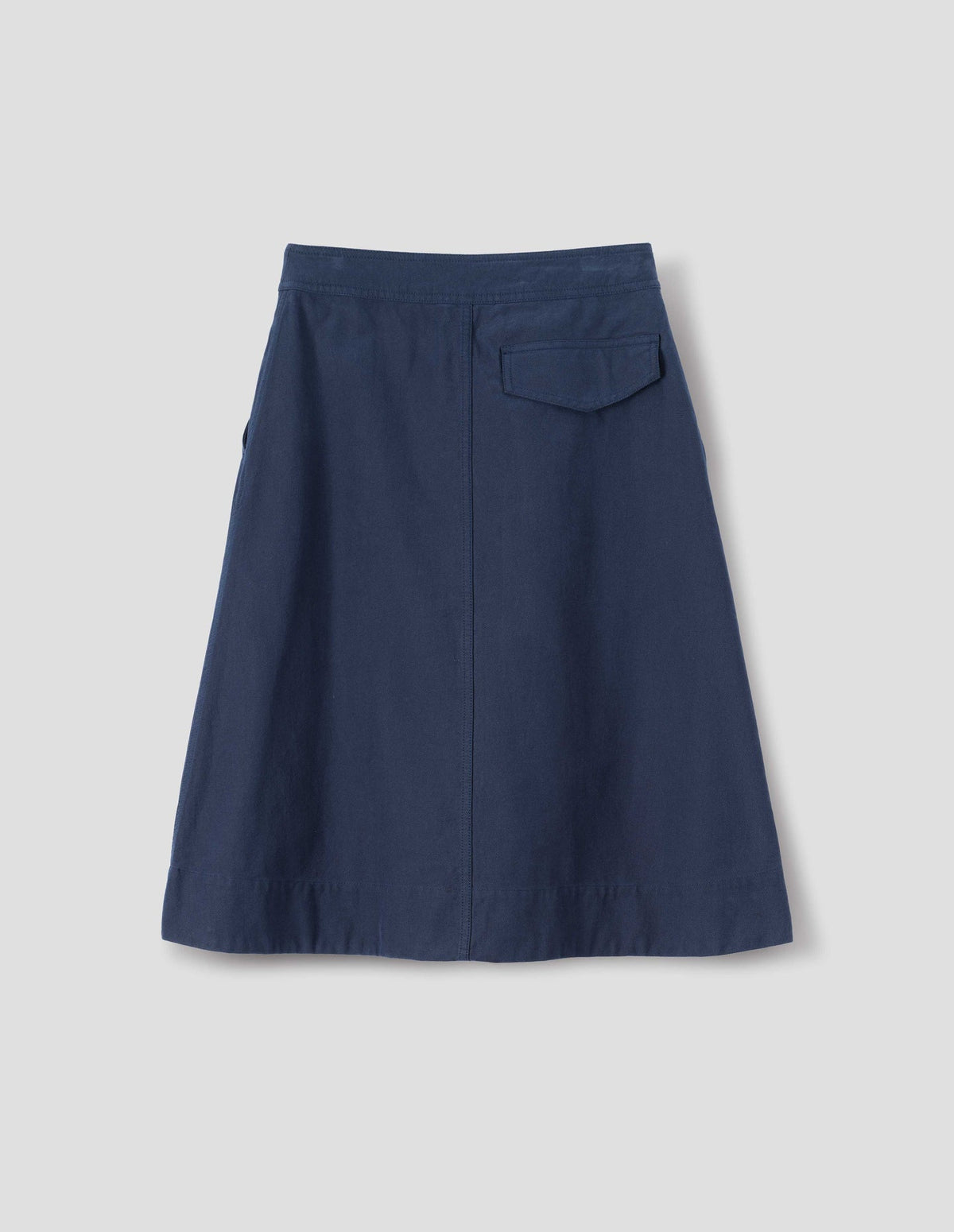 DOUBLE PLEAT SKIRT YARN DYE COTTON DRILL - INDIGO BLUE