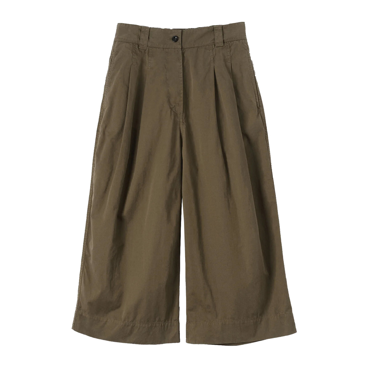 PLEATED CULOTTES SOFT DENSE COTTON - KHAKI