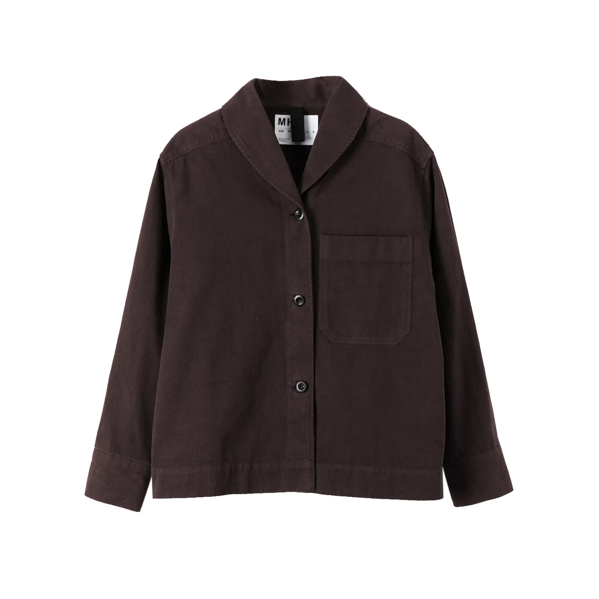 SHAWL COLLAR OVERSHIRT IRREGULAR SPUN COTTON - COCOA