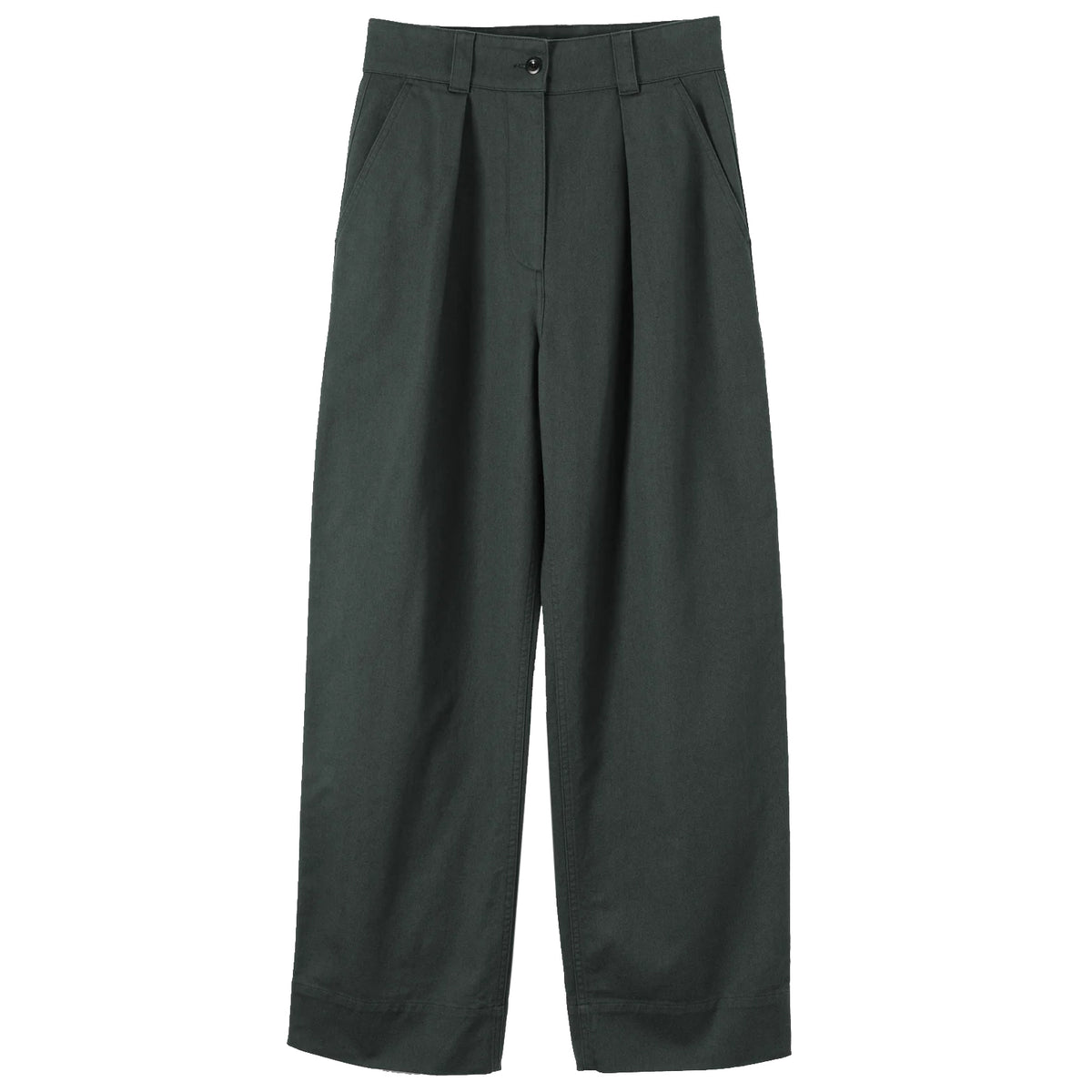 SIMPLE PLEAT TROUSERS SOFT COTTON DRILL - STORM