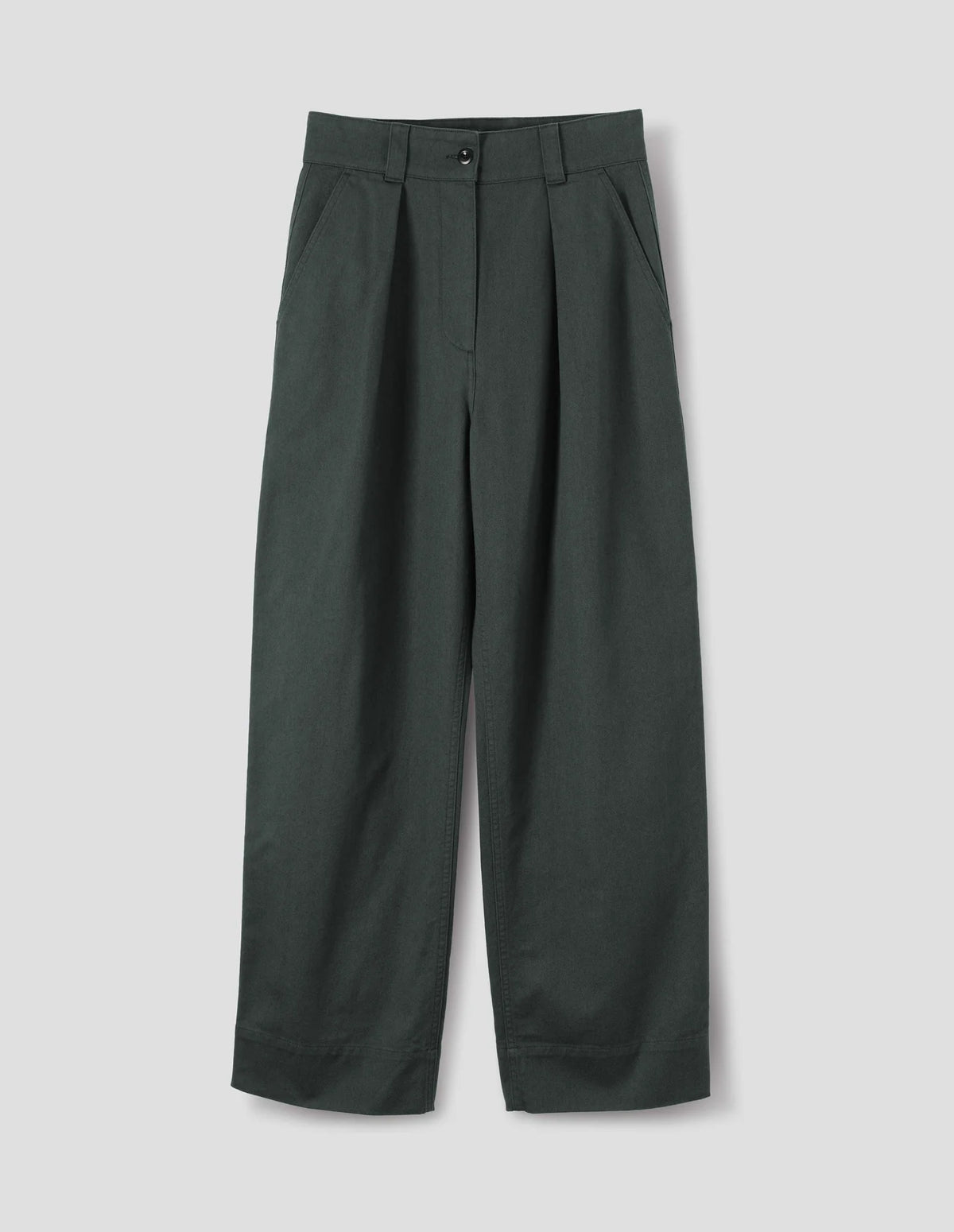 SIMPLE PLEAT TROUSERS SOFT COTTON DRILL - STORM