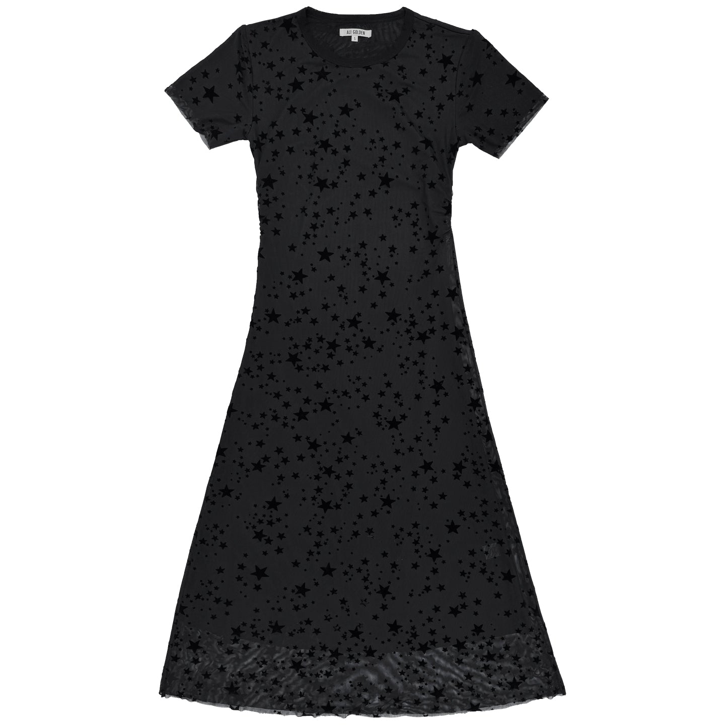 FITTED MESH T-SHIRT DRESS - BLACK STARS
