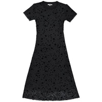 FITTED MESH T-SHIRT DRESS - BLACK STARS
