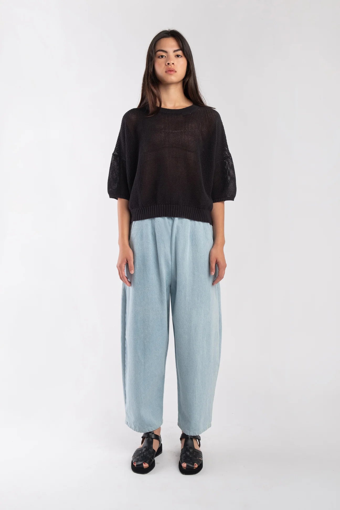 MESH TEE - FADED BLACK