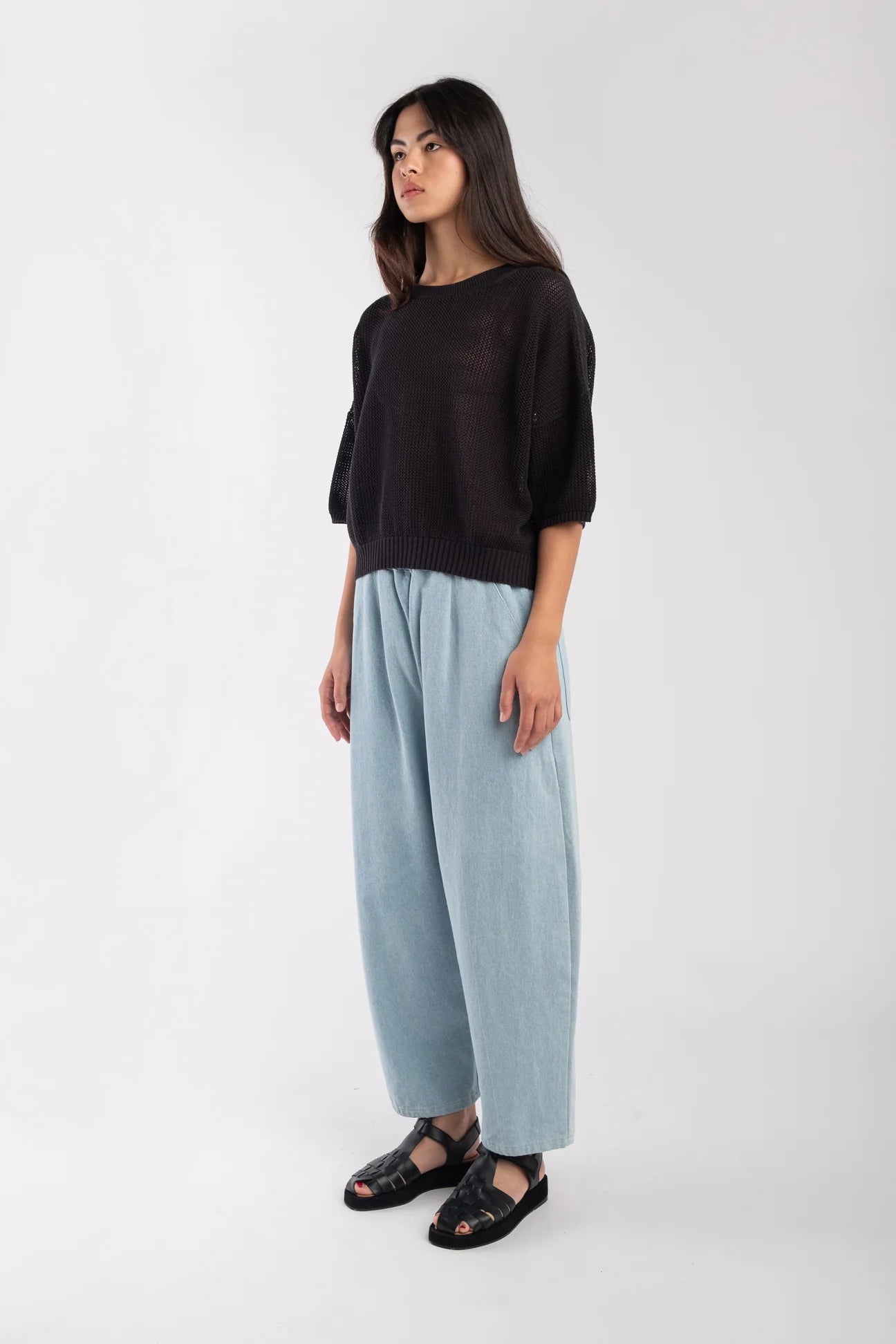 MESH TEE - FADED BLACK