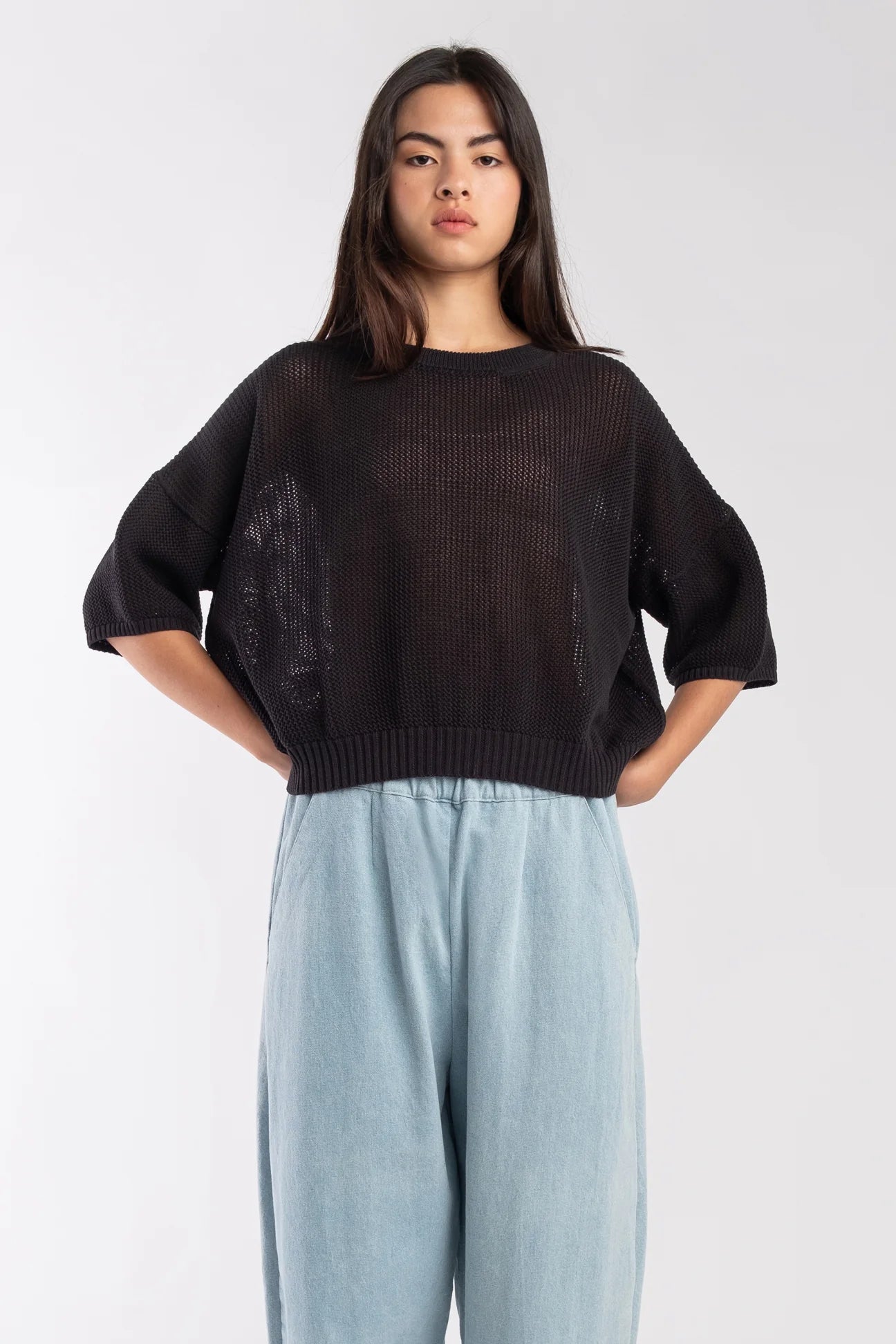 MESH TEE - FADED BLACK