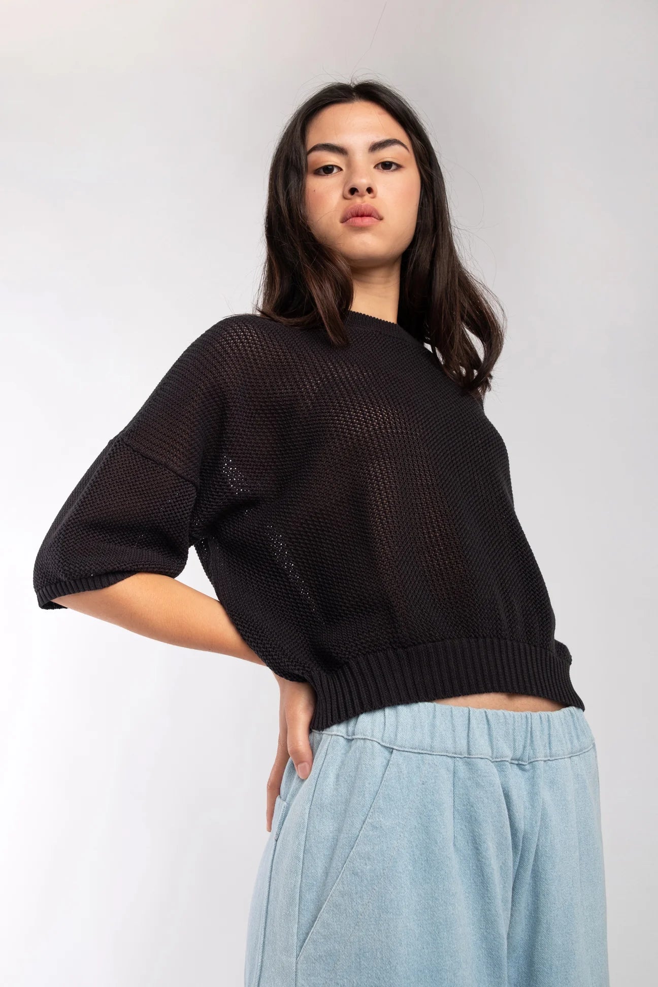 MESH TEE - FADED BLACK