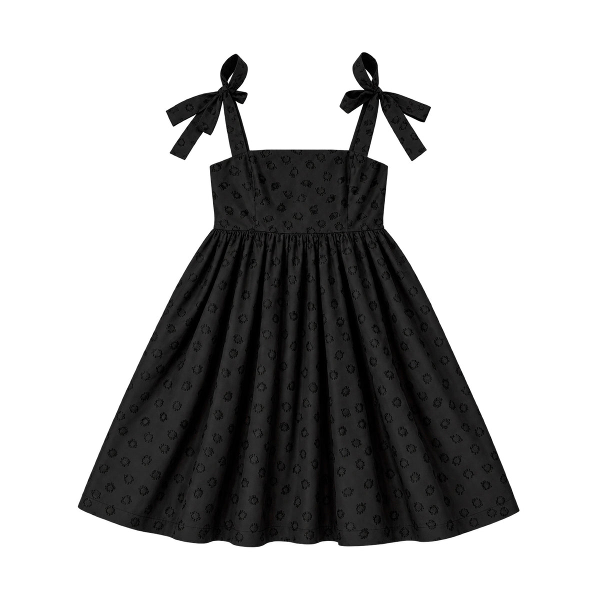 SHORT TIE STRAP DRESS - BLACK FLOWER JACQUARD