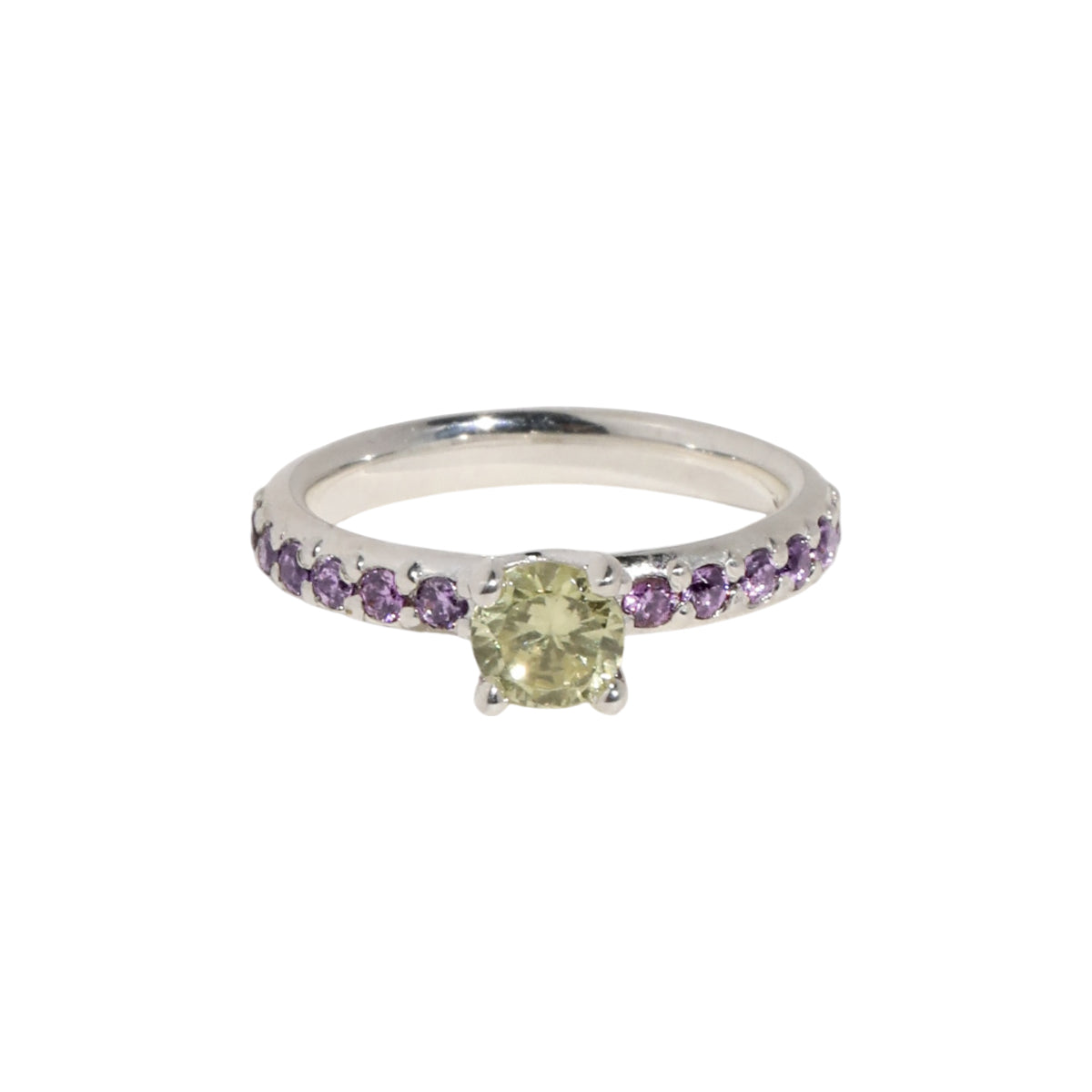 PRINCESS PAVE RING - YELLOW/PURPLE