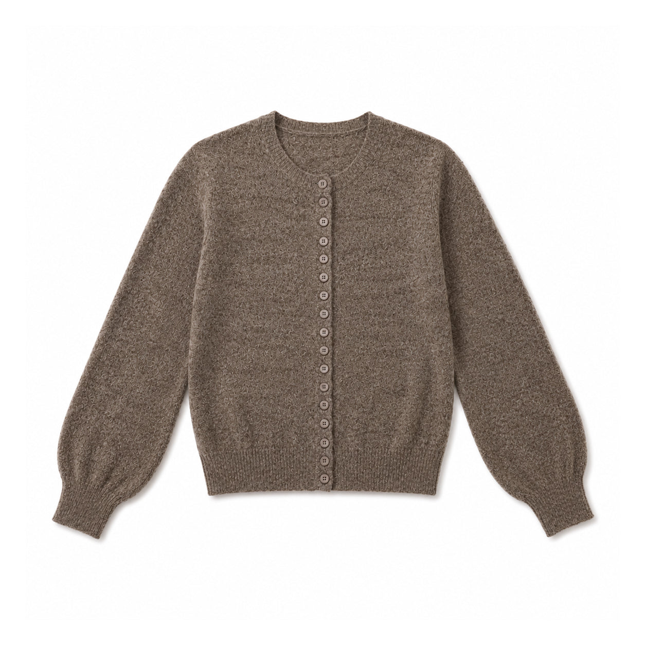 MOHAIR MULTI BUTTON CARDIGAN - TAUPE