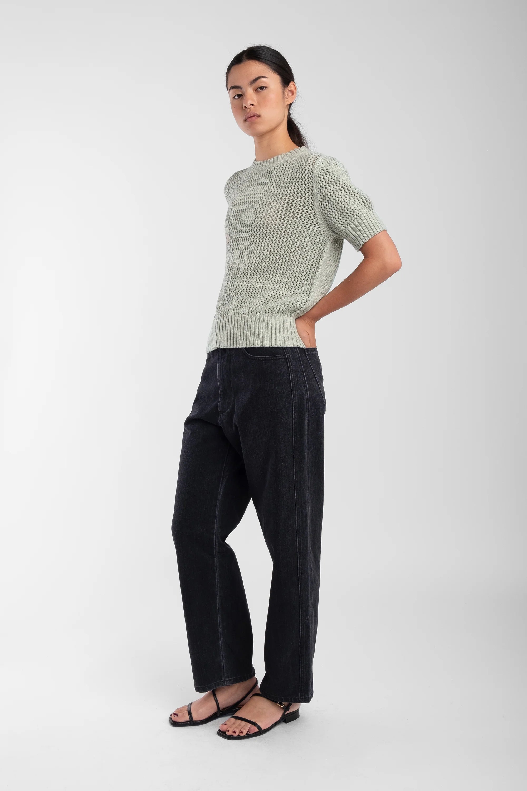 NET PULLOVER - MATCHA