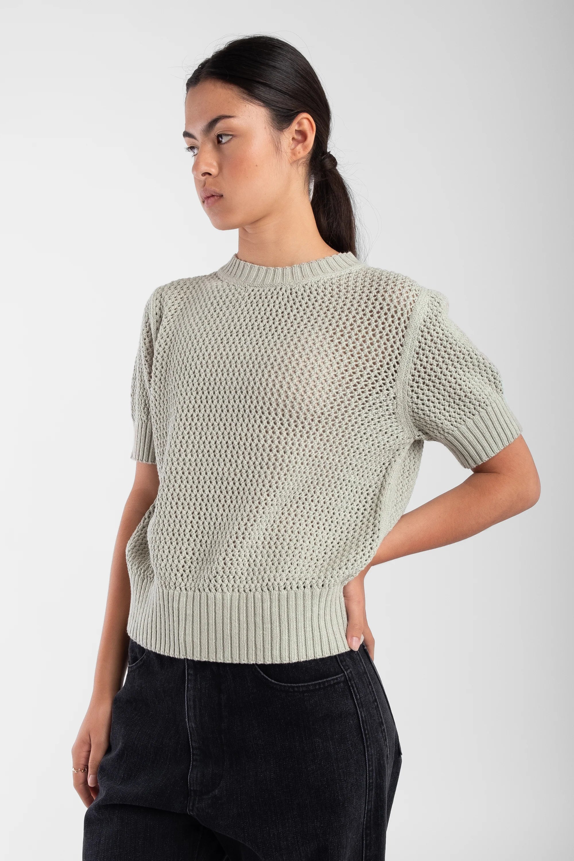 NET PULLOVER - MATCHA