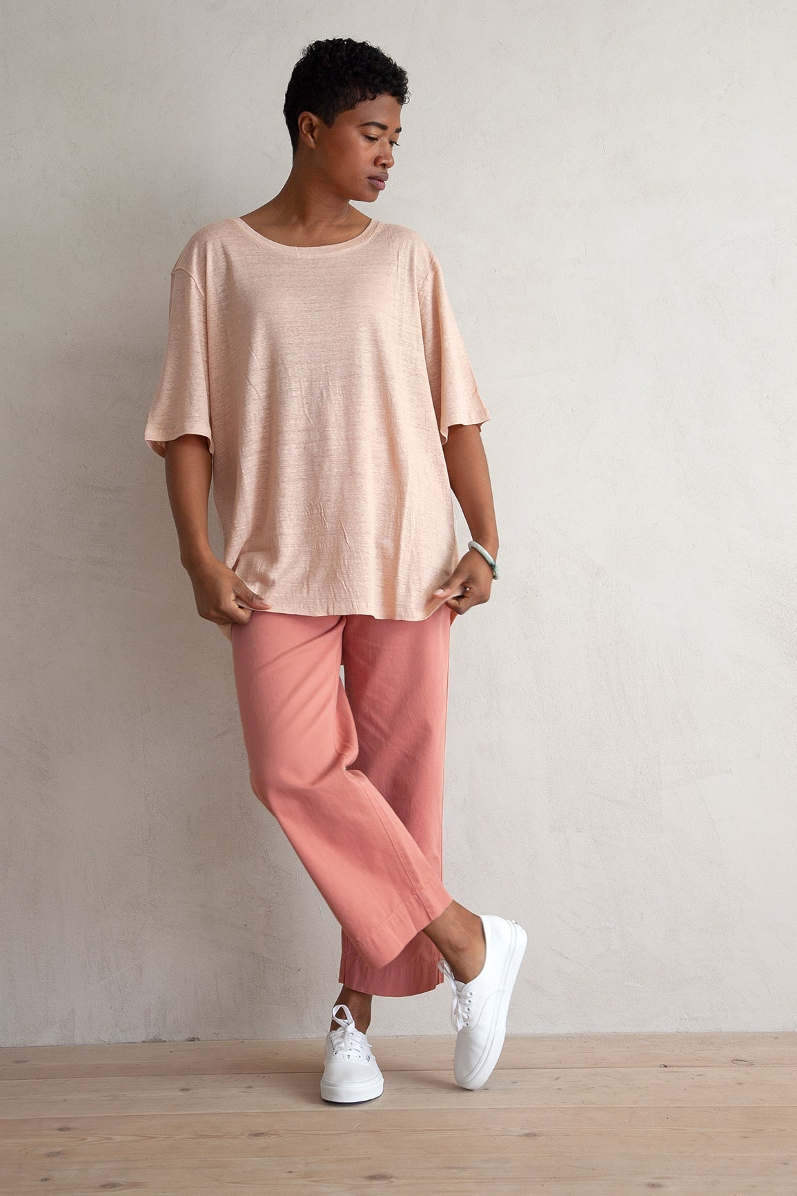 SAMPLE - LINEN OVERSIZED T-SHIRT - CREAM