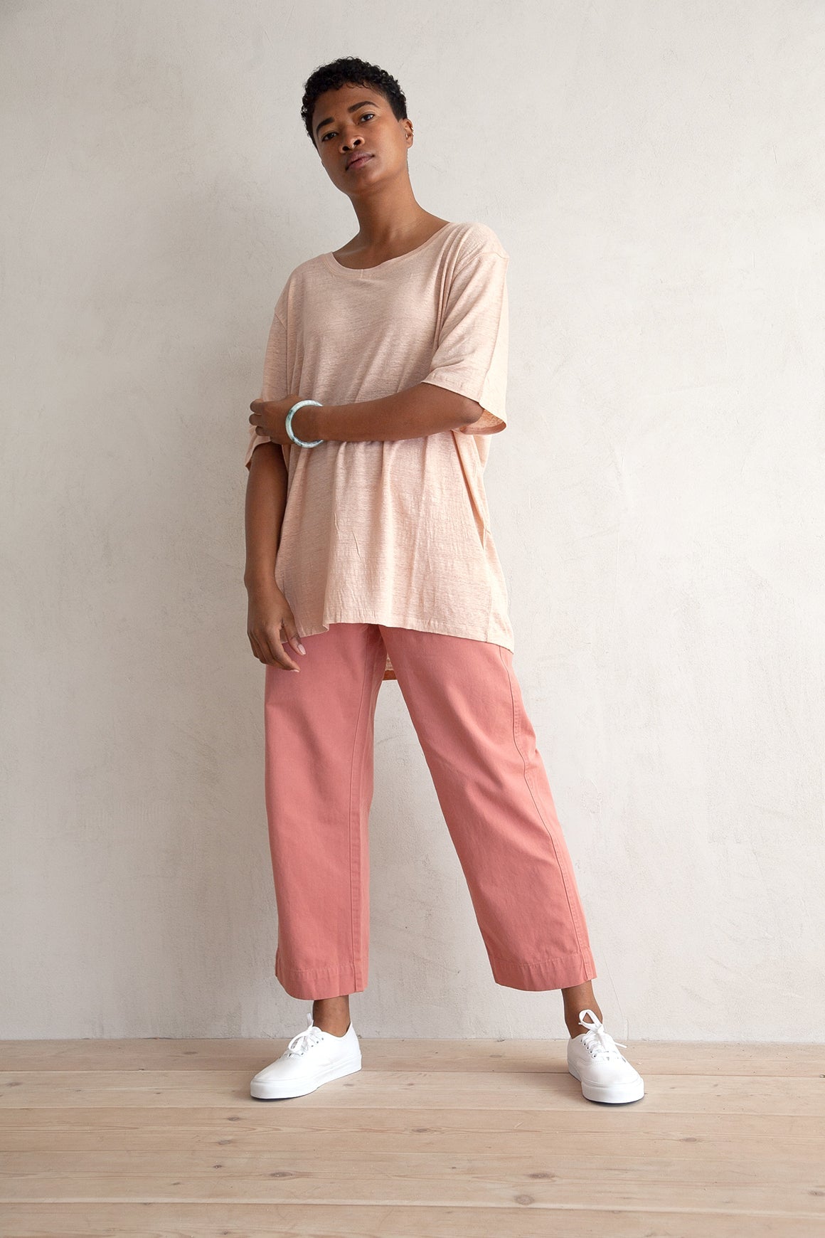 SAMPLE - LINEN OVERSIZED T-SHIRT - CREAM