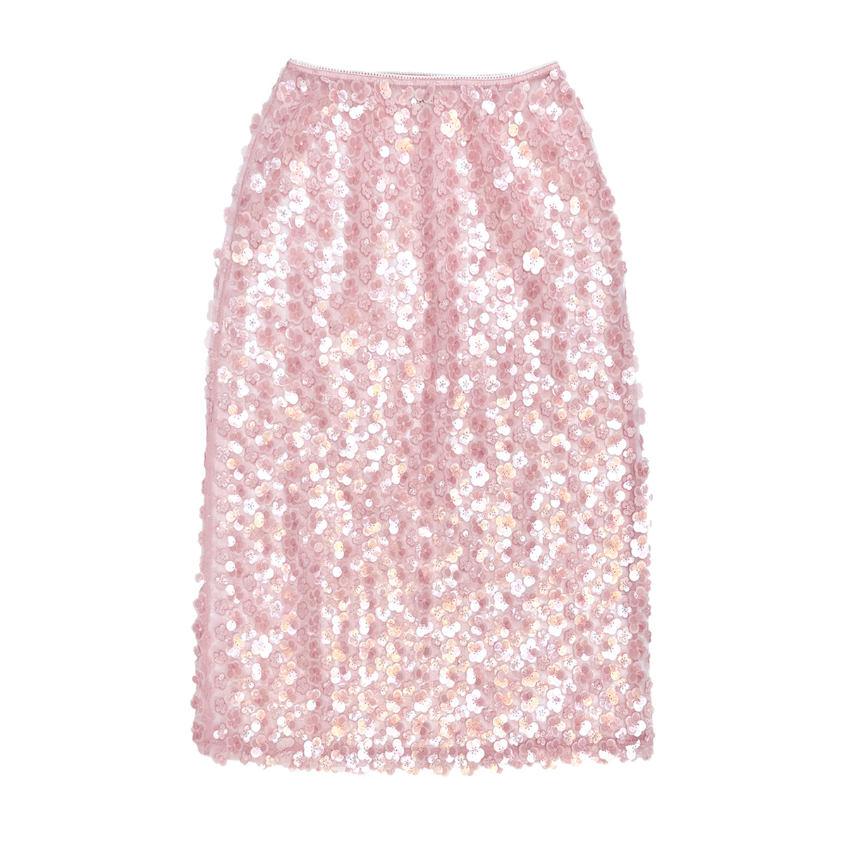SEQUIN MIDI SKIRT - PINK FLOWERS