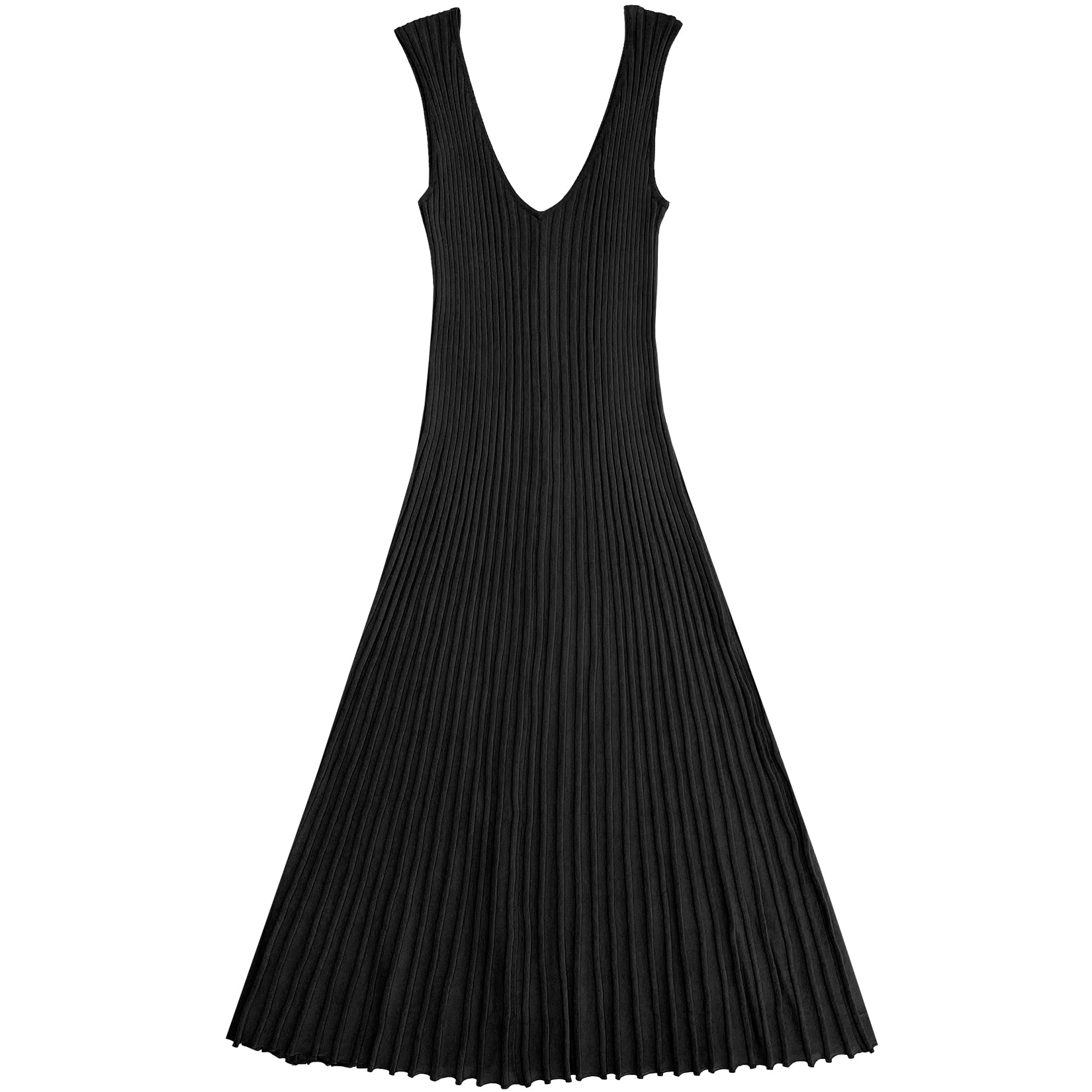 SAMPLE - KNIT PLEATED DRESS - BLACK