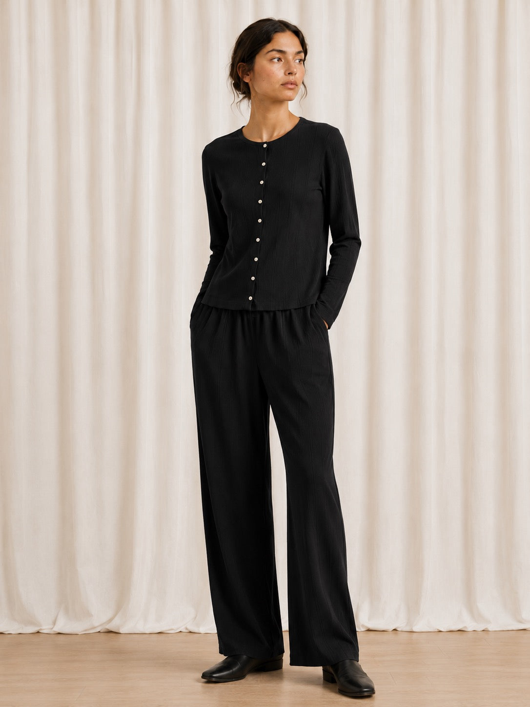 SAMPLE - POINTELLE PANT - BLACK