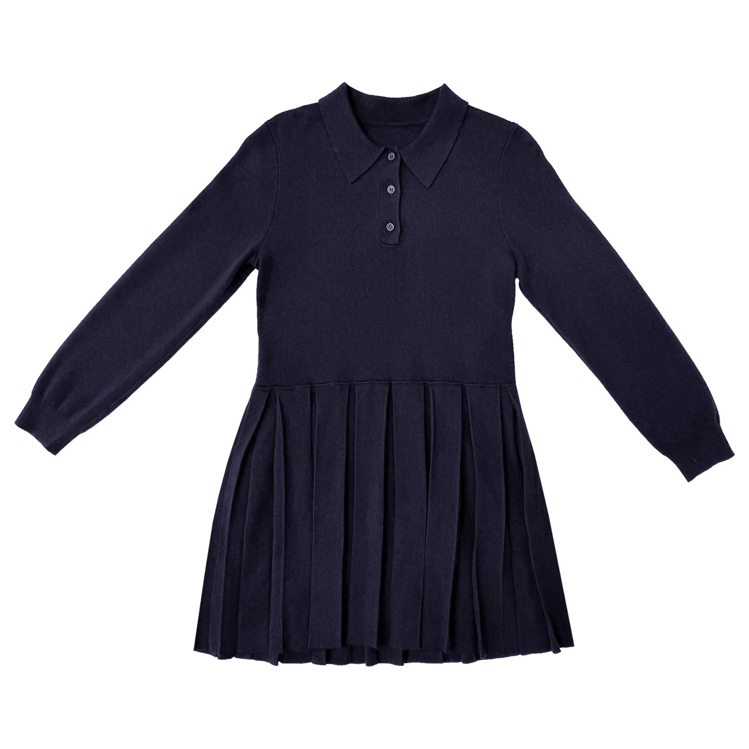 blue long sleeve collared dress P. Cill Navy Collared Long Sleeve Midi Dress