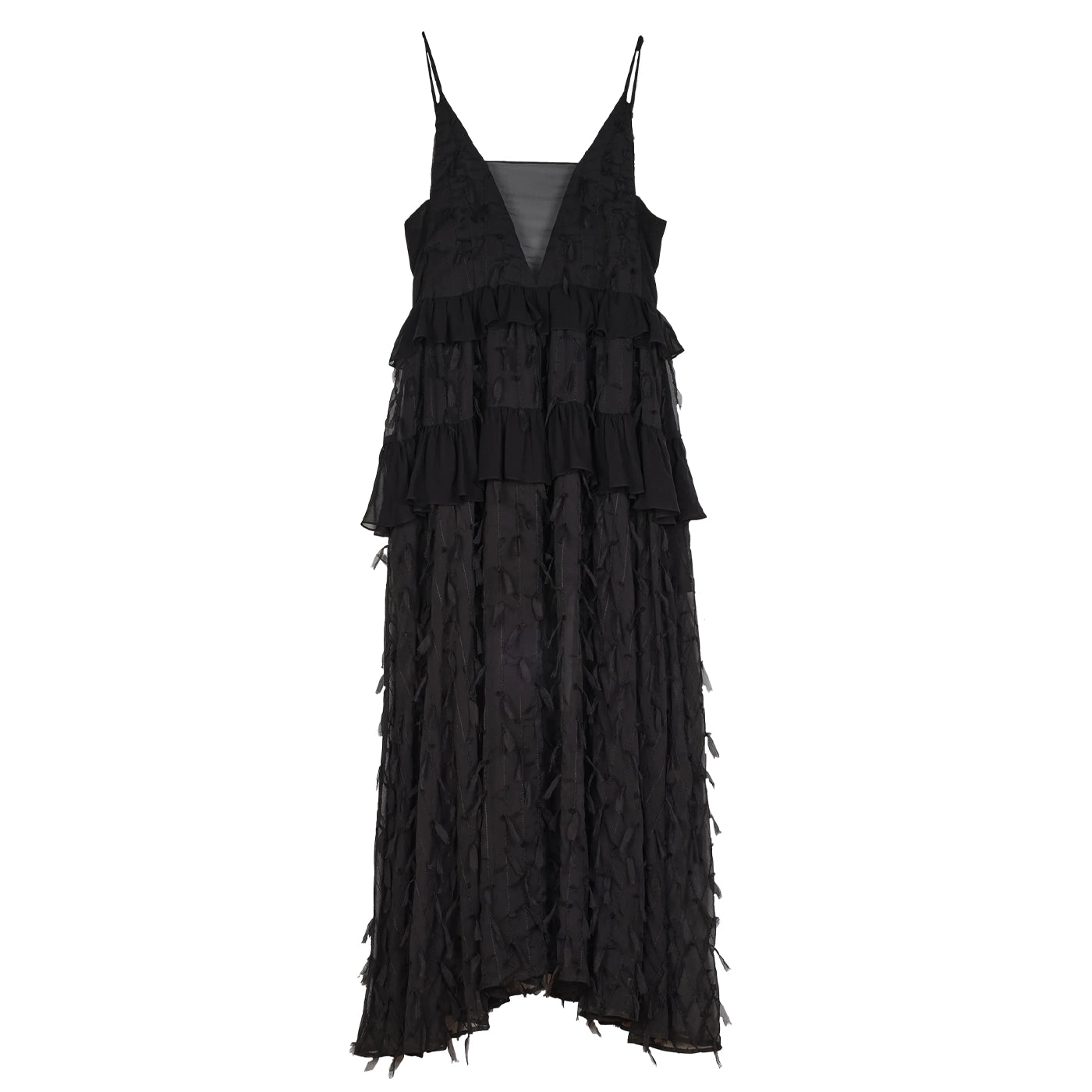 CORBIN DRESS - BLACK FEATHERED CHIFFON