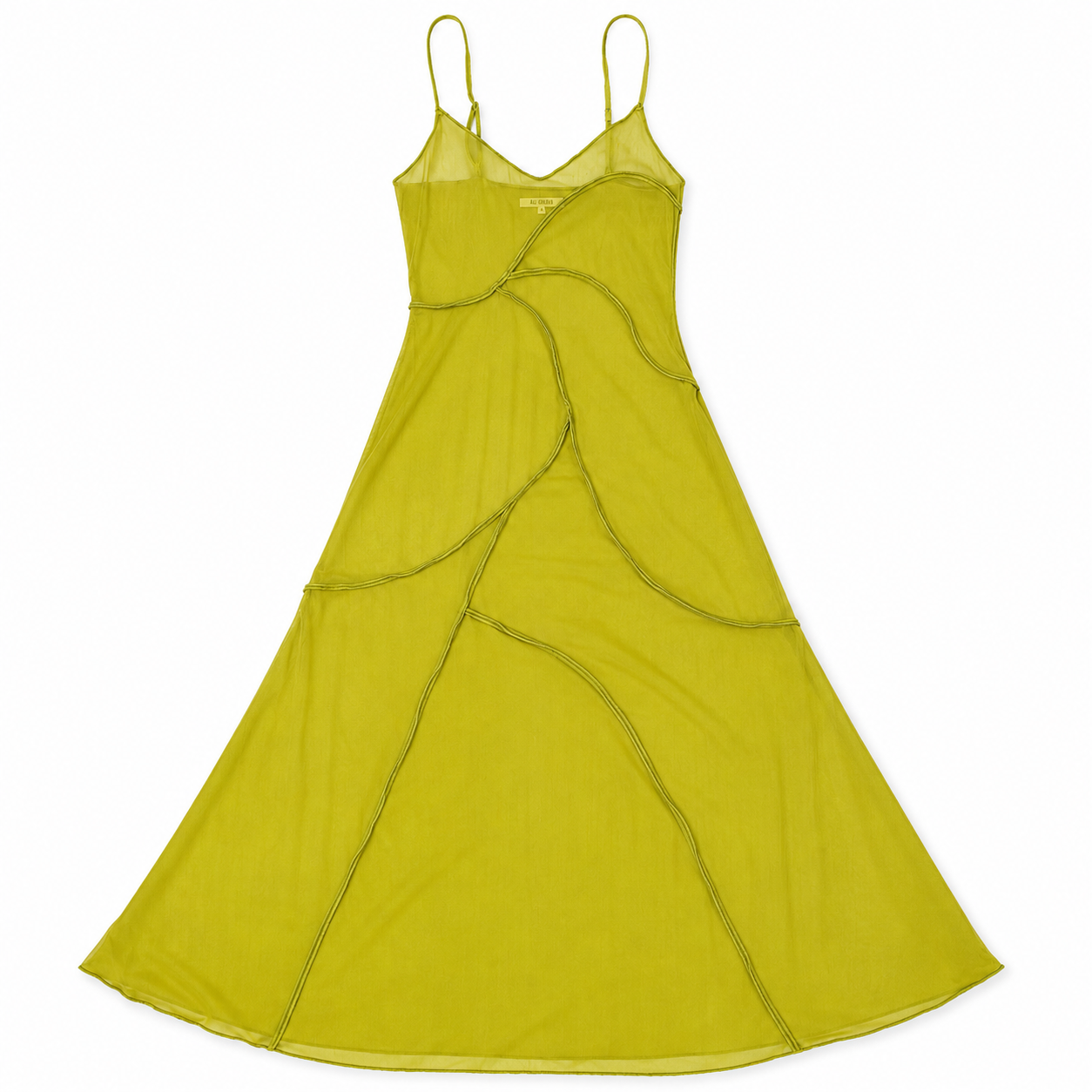 OPEN SEAMED DRESS - CHARTREUSE