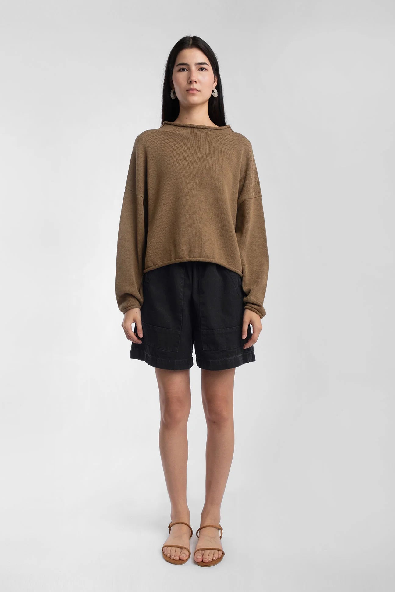 ROLLED SWEATER - UMBER