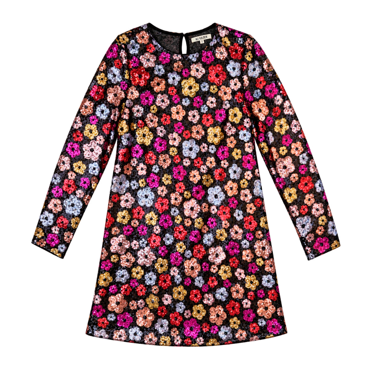 LOG SLEEVE SHIFT DRESS - FLOWER SEQUINS
