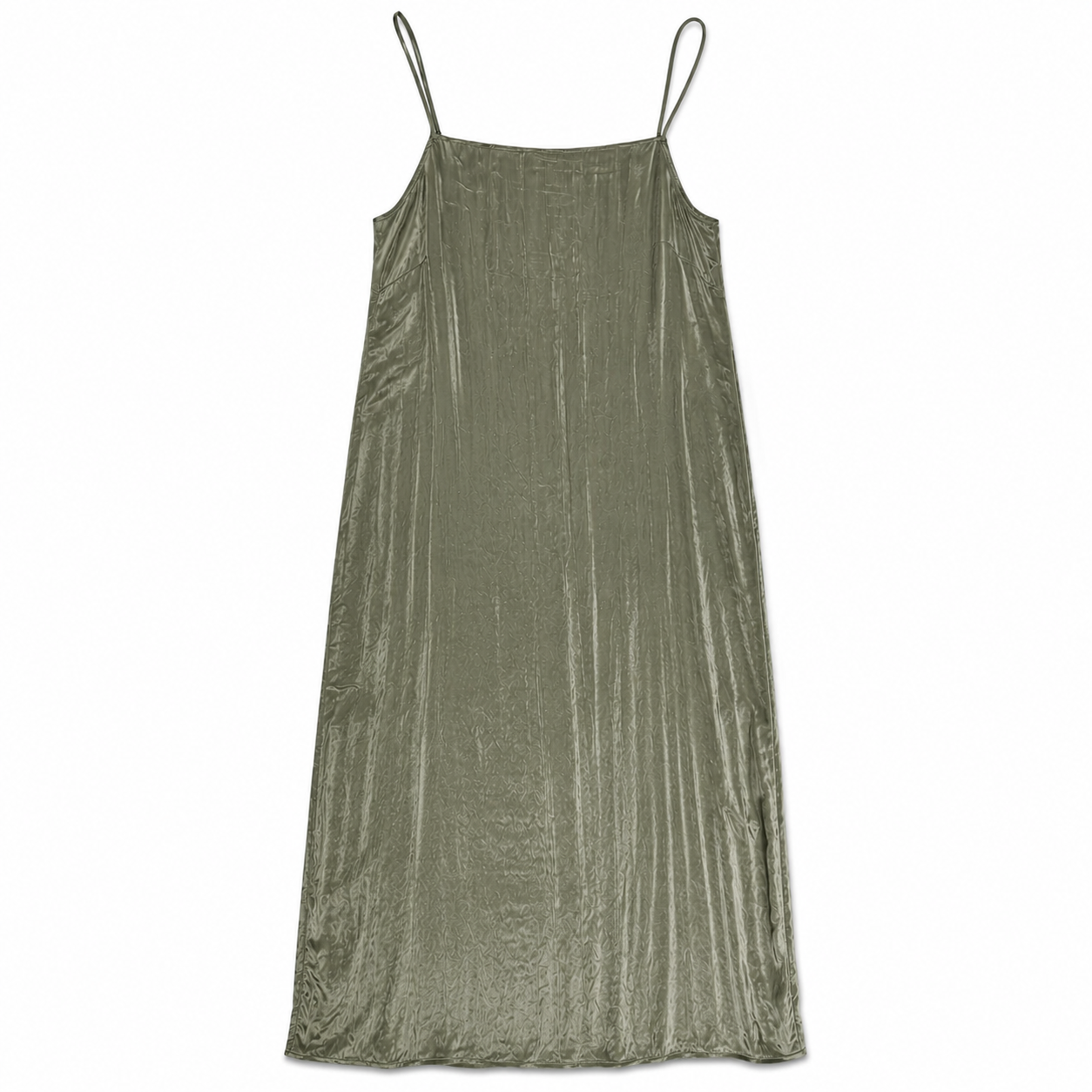 SQUARE NECK SLIP DRESS - SAGE