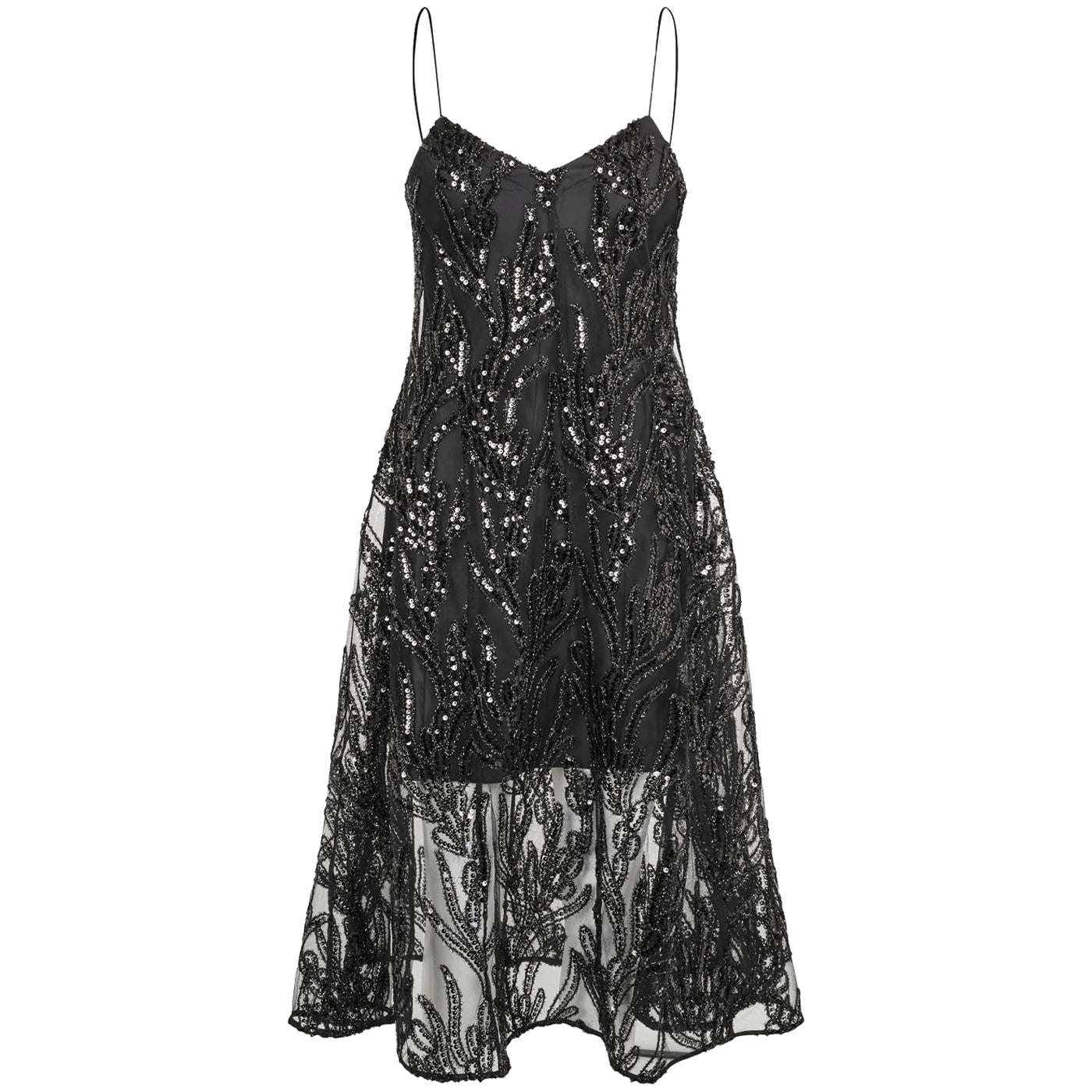 V-NECK MIDI DRESS - ABSTRACT EMBELLISHMENT