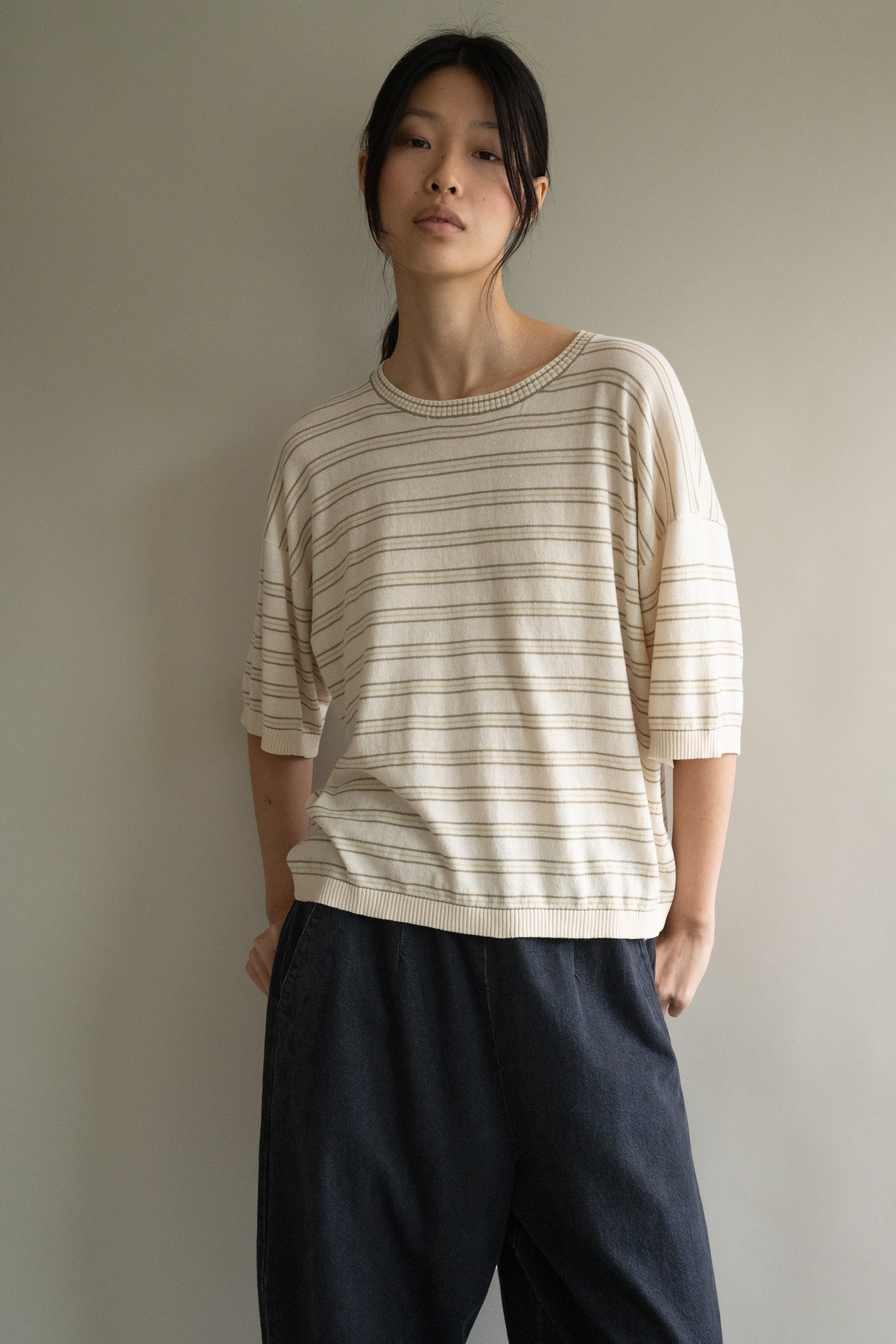 EXTRA FINE KNIT TEE - STRIPE