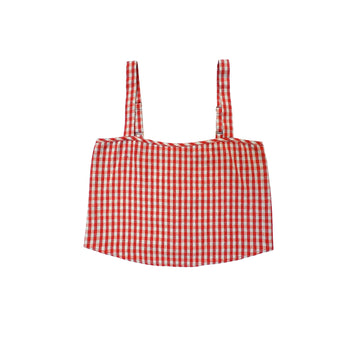 BUTTON BACK TANK - POPPY/ICE GINGHAM