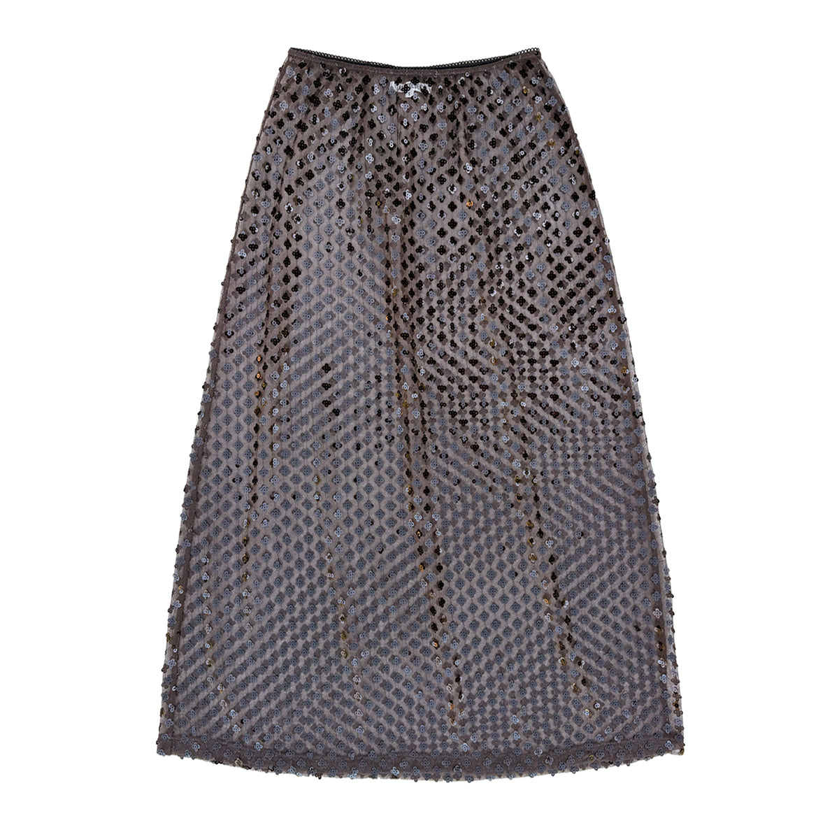 SEQUIN MIDI SKIRT - TAUPE/BLACK