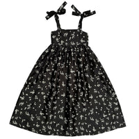 TIE STRAP DRESS - BLACK JACQUARD