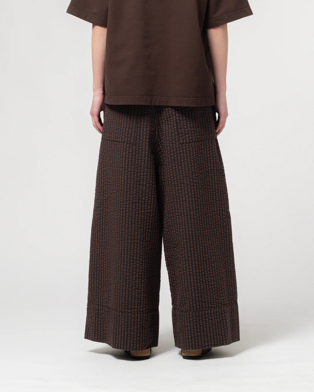 CULOTTE - COFFEE/NAVY SEERSUCKER