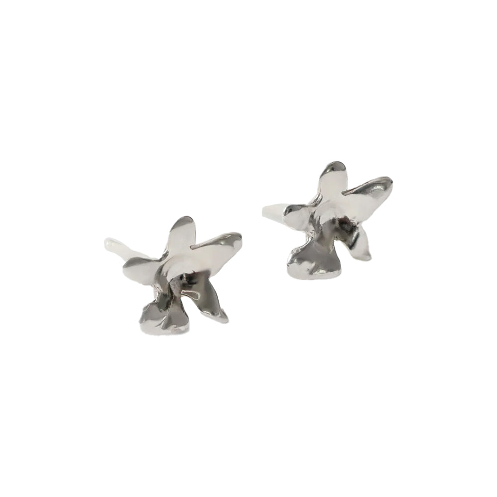 STUD FLOWER EARRINGS - SILVER