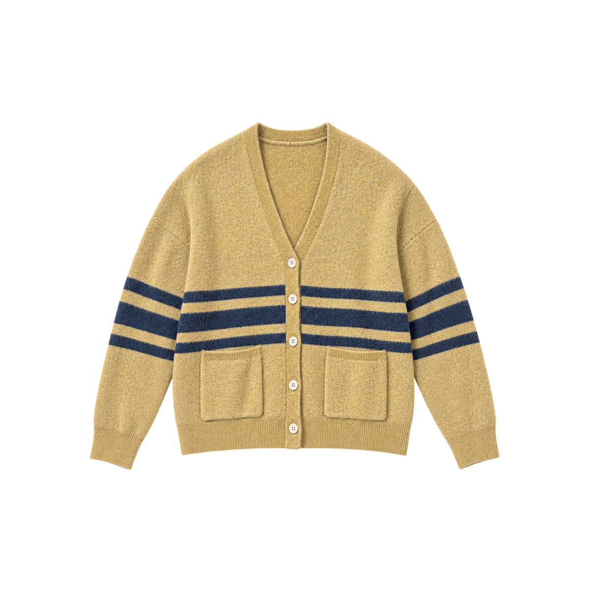 OVERSIZED MOHAIR CARDIGAN - OCHRE/OCEAN STRIPE
