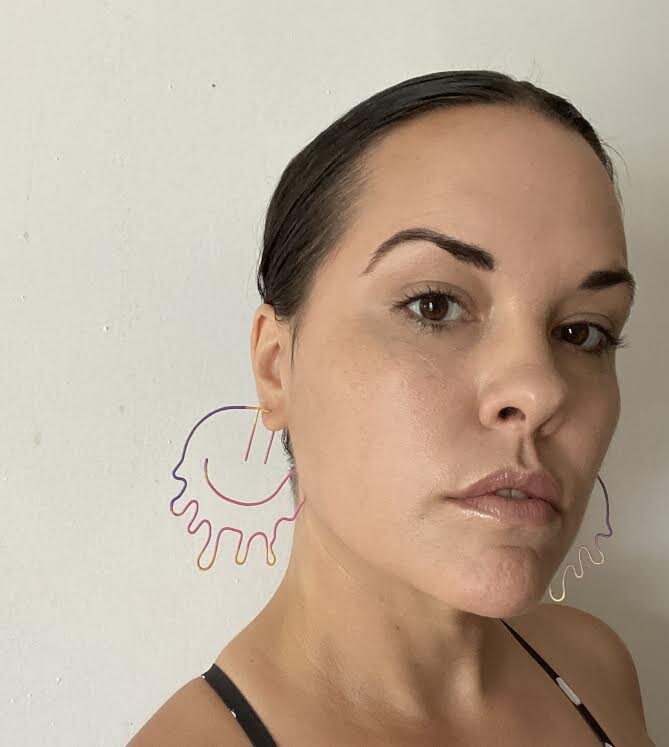 ACID MELT SMILE EARRINGS - BLACK