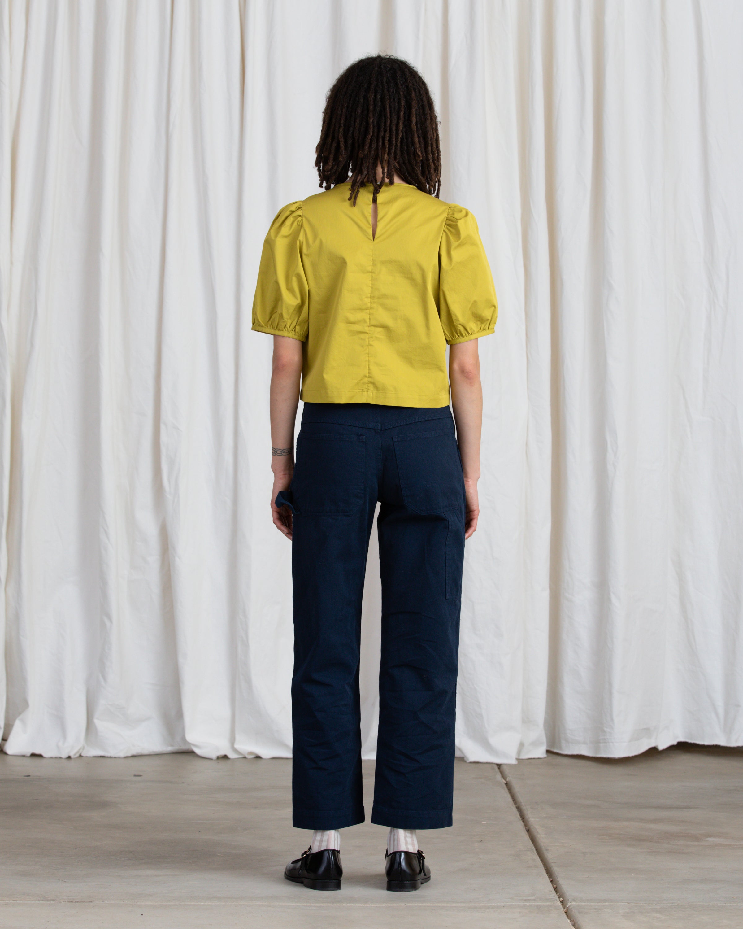 SAMPLE - PUFF SLEEVE TOP - FADED NAVY