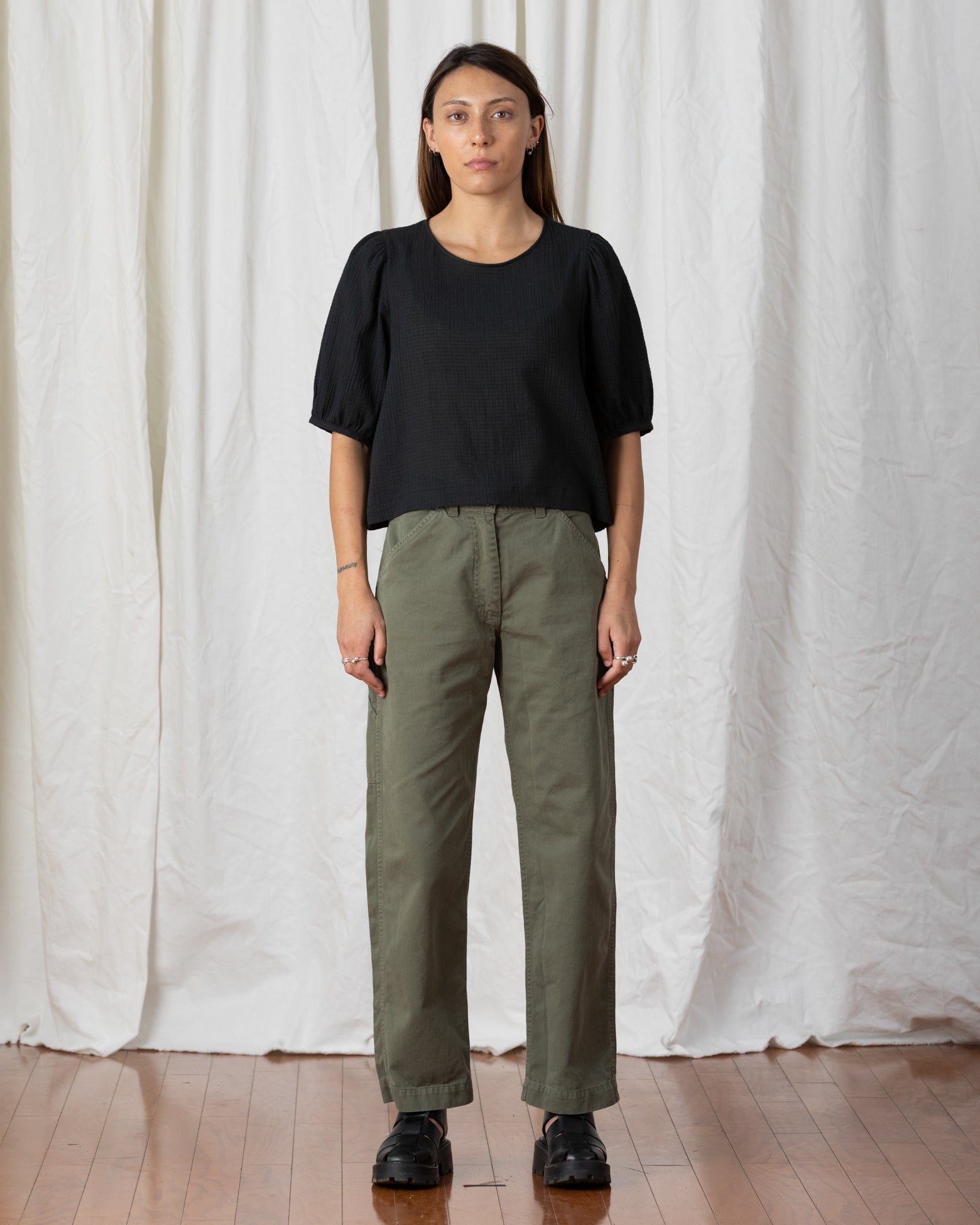 SAMPLE - PUFF SLEEVE TOP - BONE VOILE