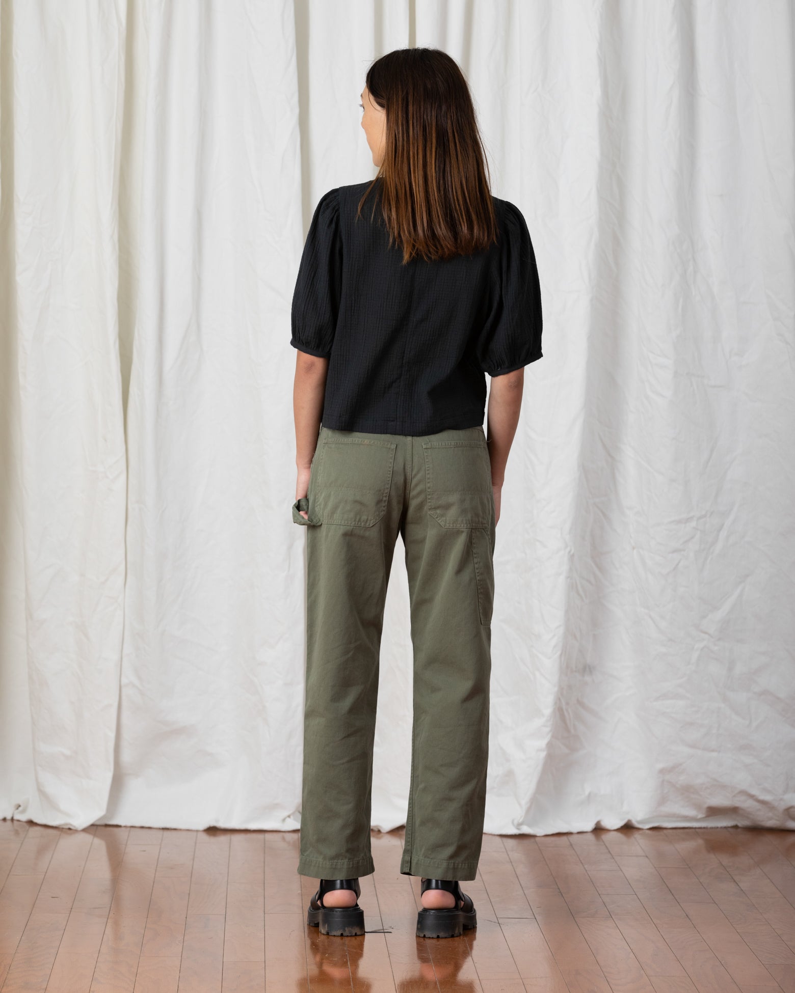 SAMPLE - PUFF SLEEVE TOP - BONE VOILE