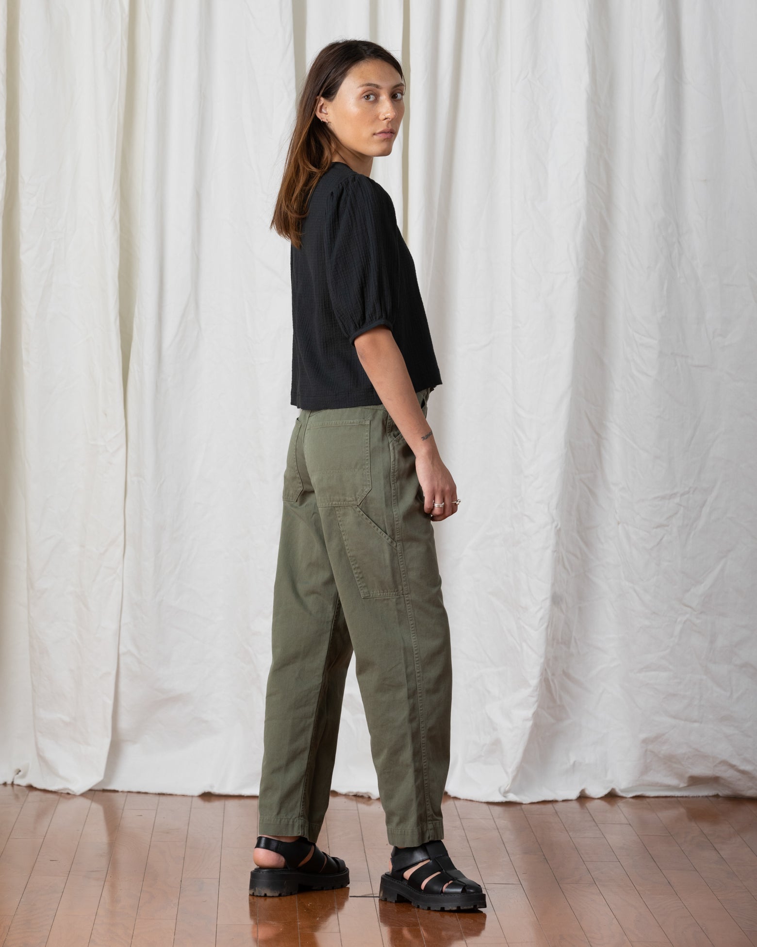 SAMPLE - PUFF SLEEVE TOP - BONE VOILE