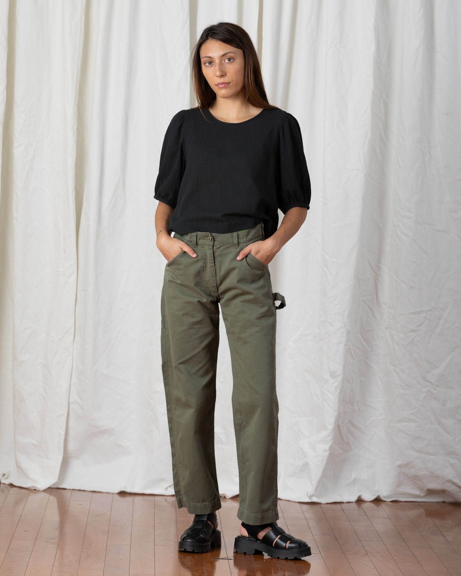 SAMPLE - PUFF SLEEVE TOP - BONE VOILE