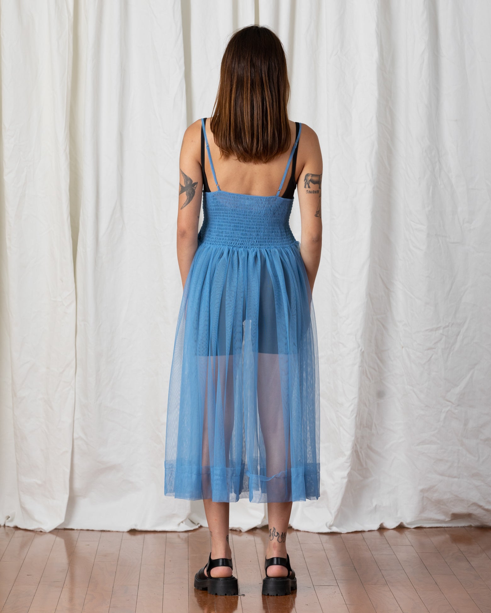 SAMPLE - MESH BALLERINA DRESS - MUTED CERULEAN