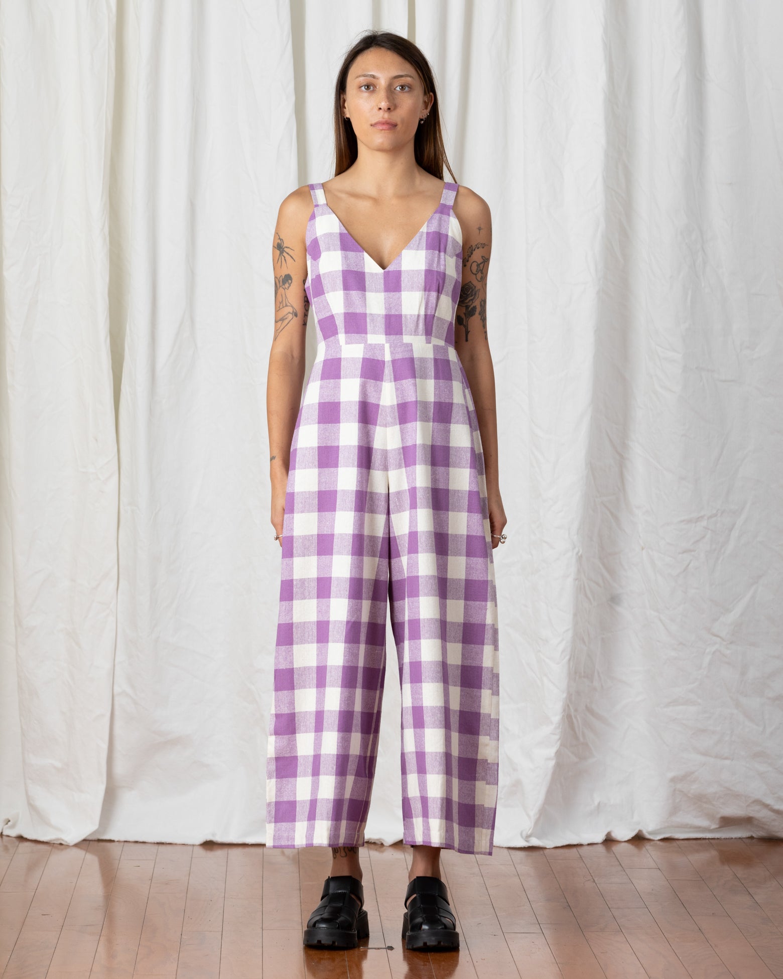 SAMPLE - FITTED JUMPER - LILAC/BONE PLAID