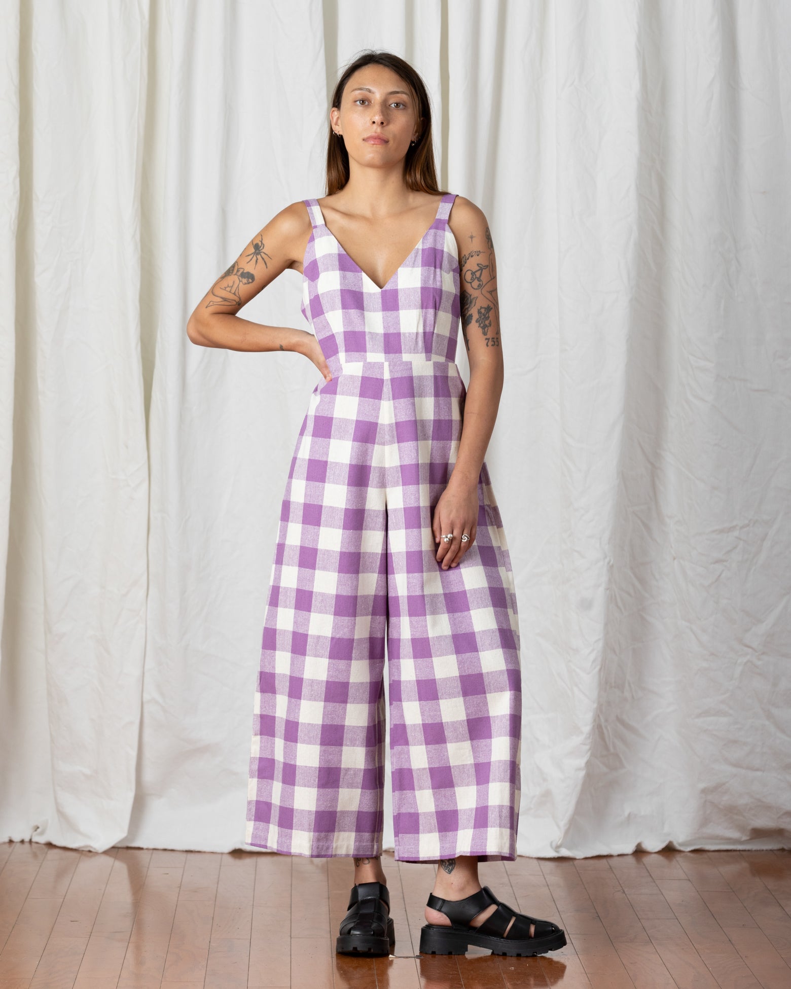 SAMPLE - FITTED JUMPER - LILAC/BONE PLAID