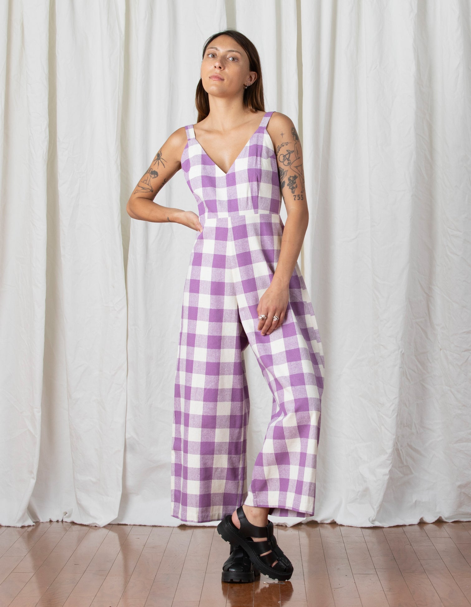 SAMPLE - FITTED JUMPER - LILAC/BONE PLAID